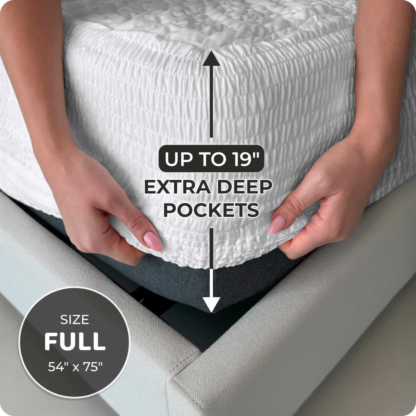 PAULATO BY GA.I.CO Full Size Waterproof Mattress Protector – Quilted Fitted Mattress Cover, 100% Waterproof, Breathable Polyester, Deep Pocket Bed Protector (Full)