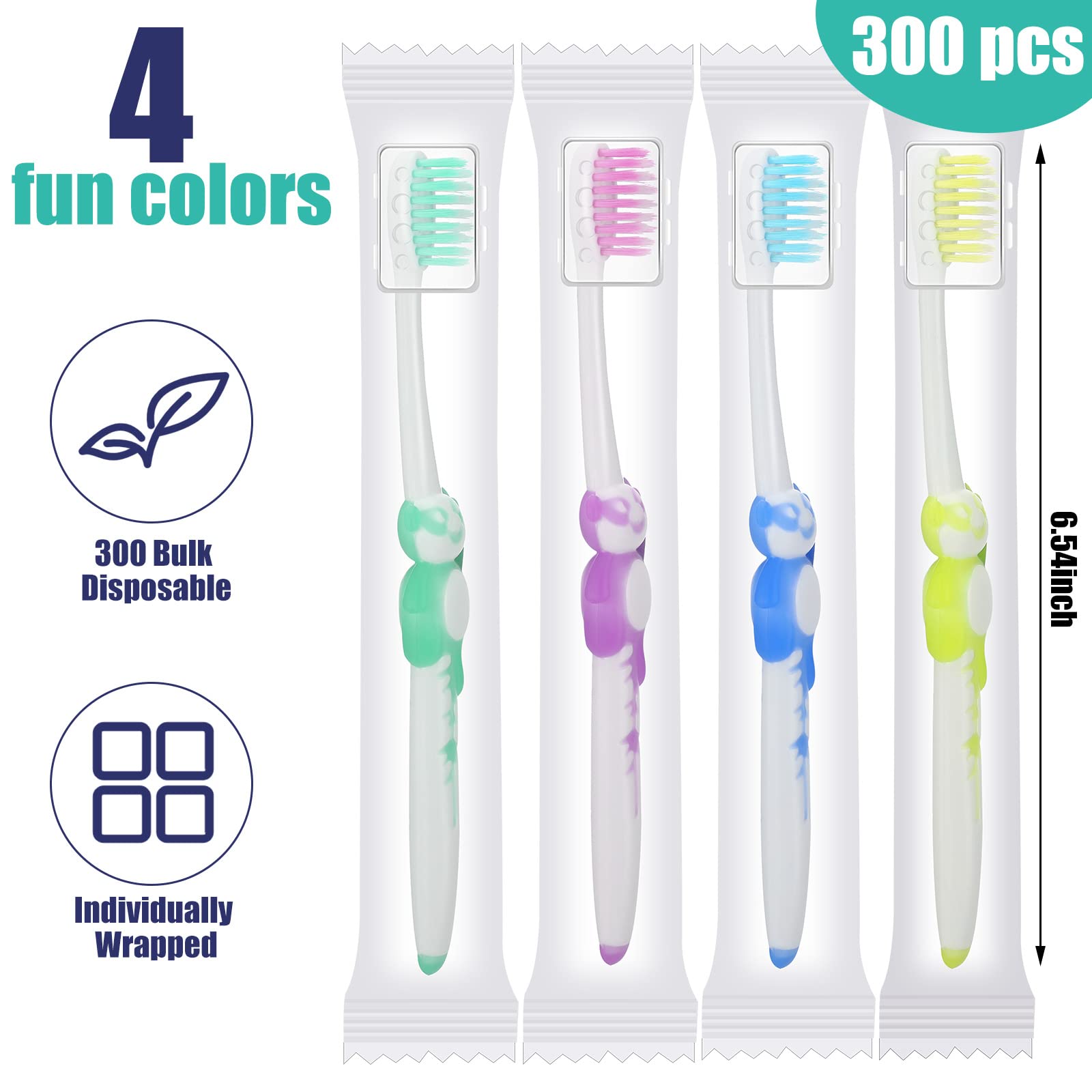 300 spazzolini da denti per bambini confezionati singolarmente, morbidi spazzolini da denti a forma di panda, spazzolini da denti da viaggio per bambini, con setole morbide e manico in gomma, per