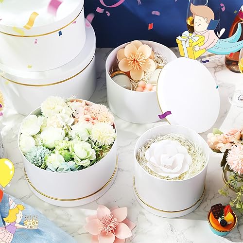 Miniatura 2 de Harloon 5 cajas de regalo redondas grandes con tapas, caja de flores para el día de la madre, cajas de regalo de anidación de tamaños surtidos,