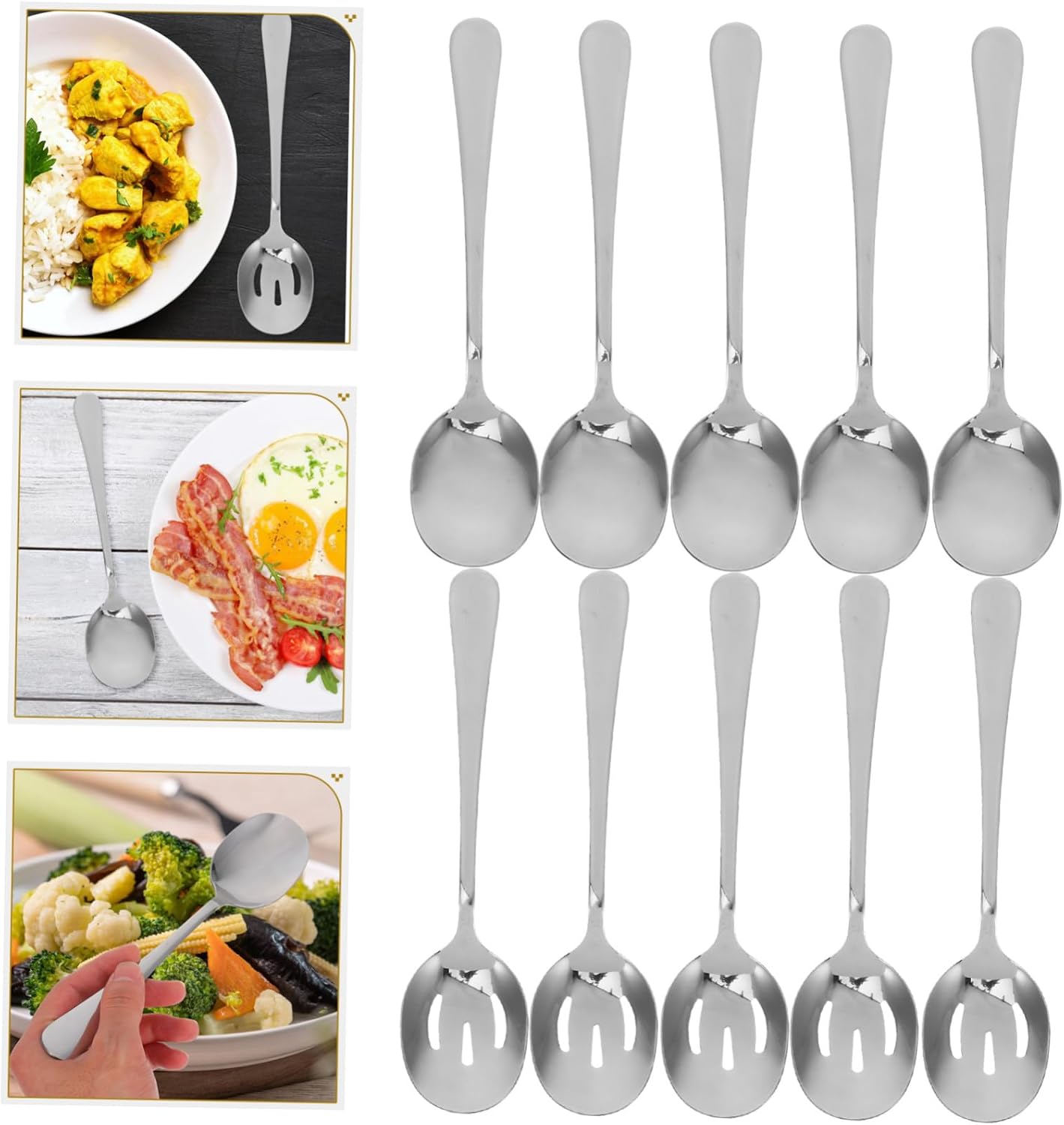Stainless Steel Serving Utensils Set Includes Serving Spoons and Slotted Spoons for Buffets Parties Banquets and Restaurants Dishwasher Safe