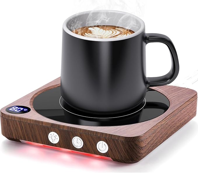 MQFORU Chauffe Tasses,Chauffe Café de Bureau avec Affichage de la Température, Arrêt Automatique 2-12H, Chauffe-Bougies Intelligent,Conservez Les Boissons Meilleur goût Chauffe-Tasses à Café