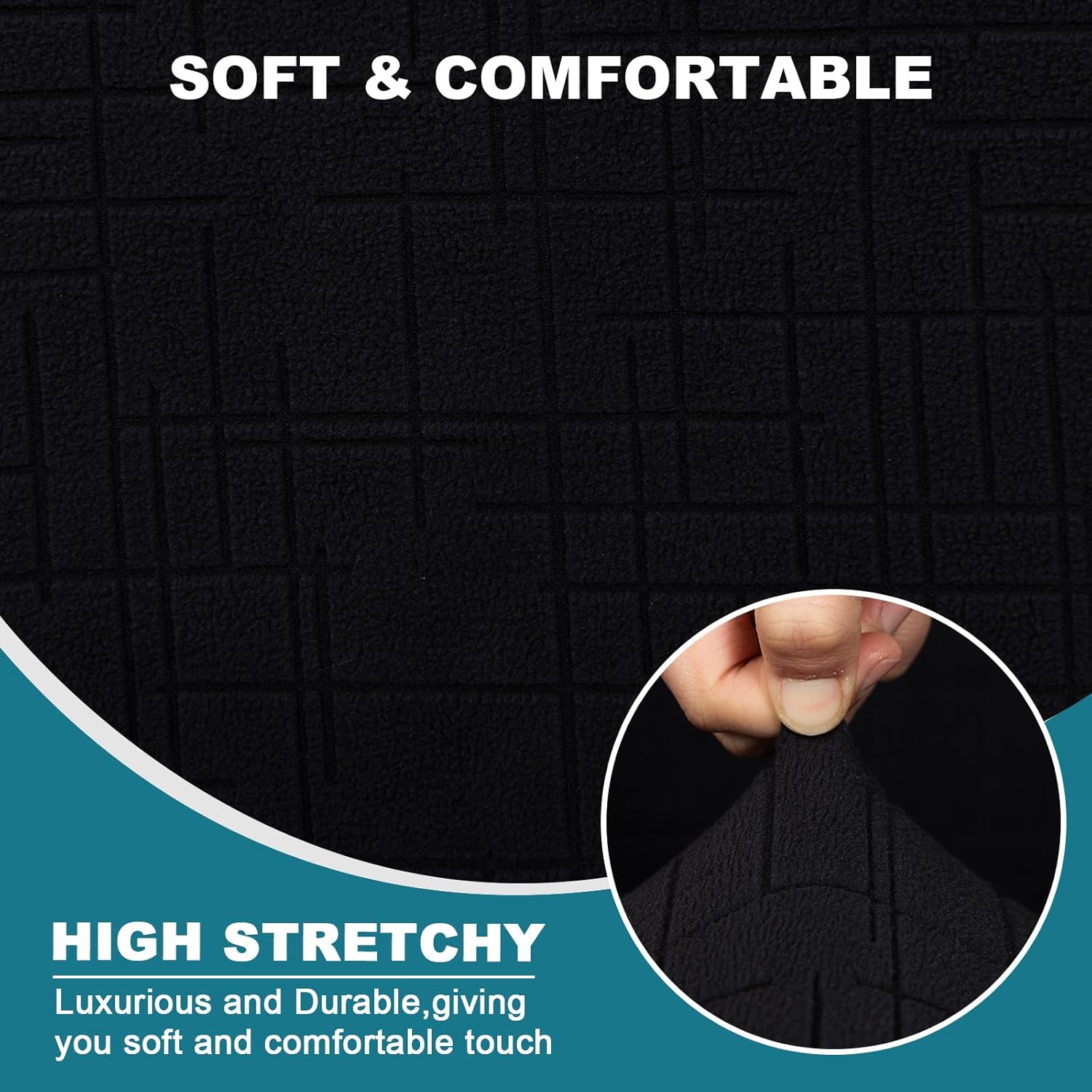 KRFOONN Stretch Chair Covers with Arms Jacquard 1-Piece Mid Century Modern Armchair Slipcover Soft Banquet Armchair Sofa Covers Chair Slipcovers Furniture Protector for Living Room, Black