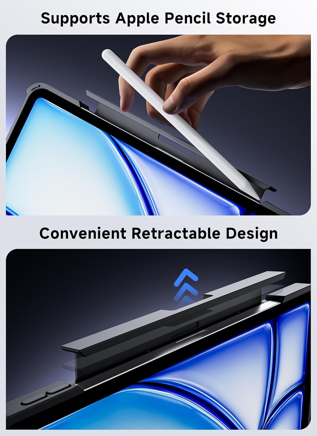 Keyboard Case for iPad Pro 13-inch (M5/M4, 2025/2024), 360° Rotating Clear Case with Multi-Touch Trackpad, 7-Color Backlit Keyboard, LCD Power Display, Pencil Holder, Black