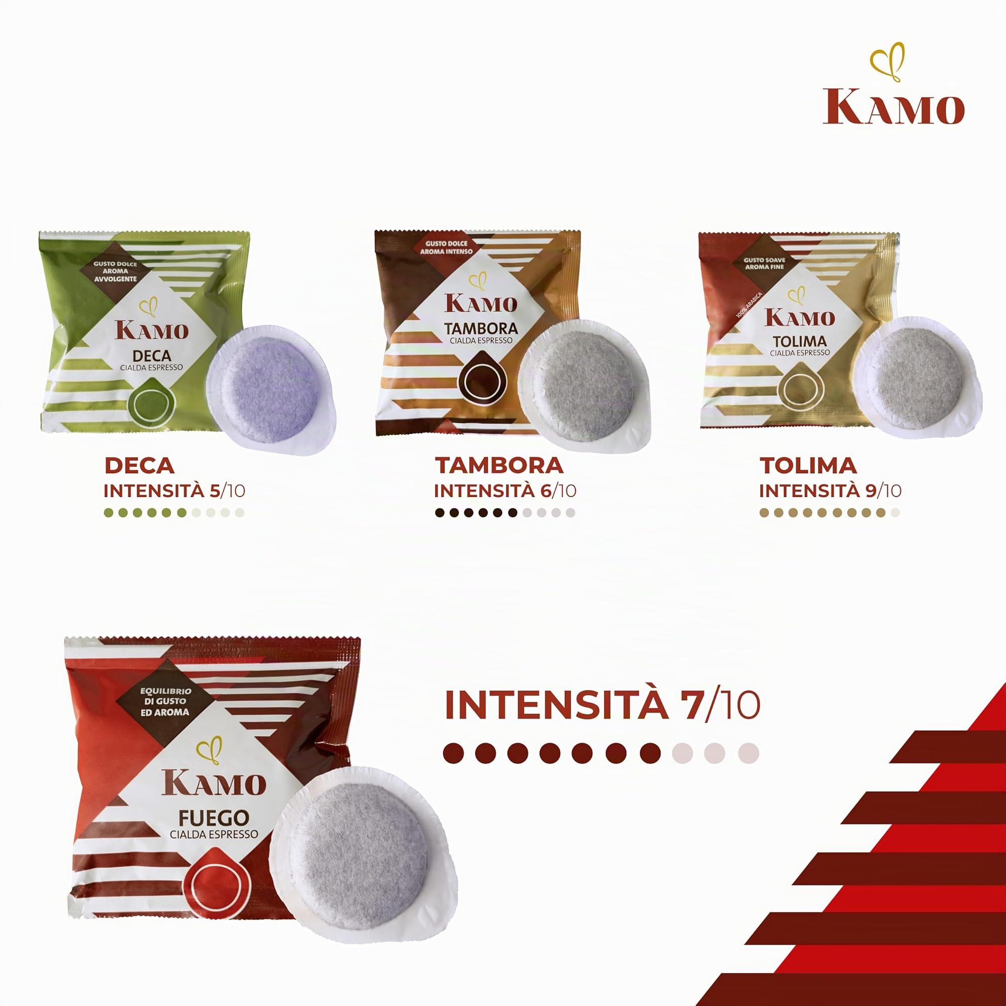 Kamo Cialde Caffè 400 pezzi Fuego Cremoso Miscela Originale cialde compatibili ESE44 da 7 gr