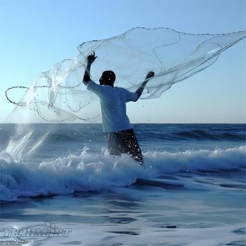 Yeahmart American Cast Net, 3-10ft Radius Casting Net with 3/8 Inch Mesh