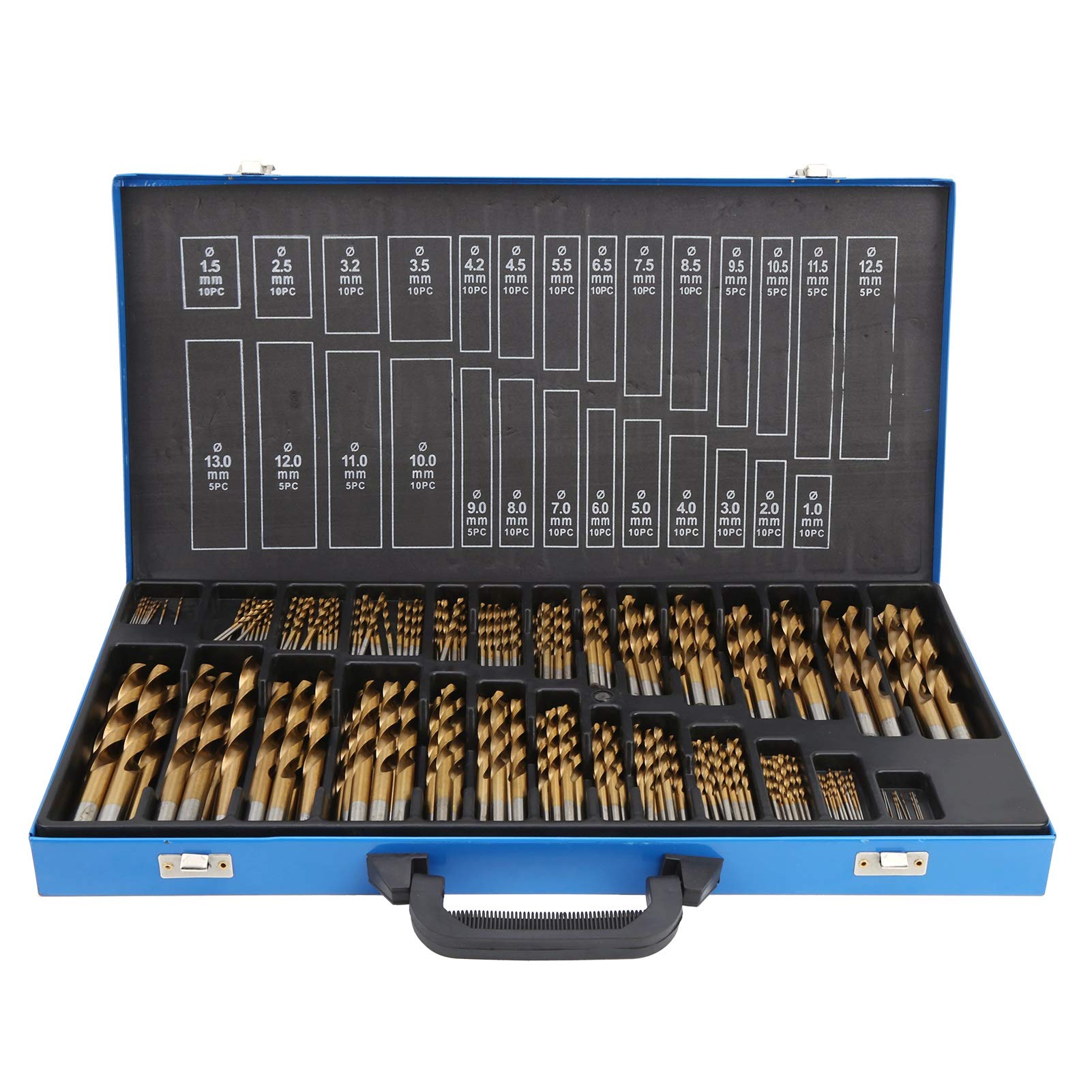 Wakects - Juego de brocas metálicas HSS, 230 piezas, juego de brocas métricas con caja de broca helicoidal de acero rápido para hierro aluminio, madera de plástico, 118 ° punto de división