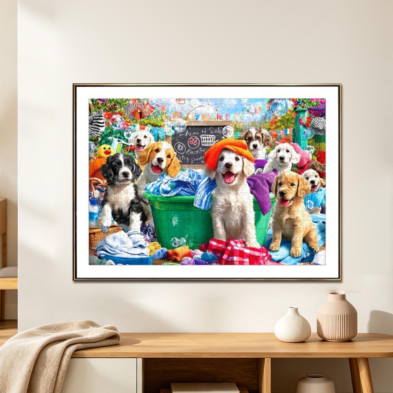 Puzzle per Adulti con Soggetto Canino Rilassante Con Design Di Lavanderia A | Puzzle da Mille Pezzi Incastrabili con Lettere sul Retro Per Anziani, Famiglia, Donne, Attività Di E Arredam