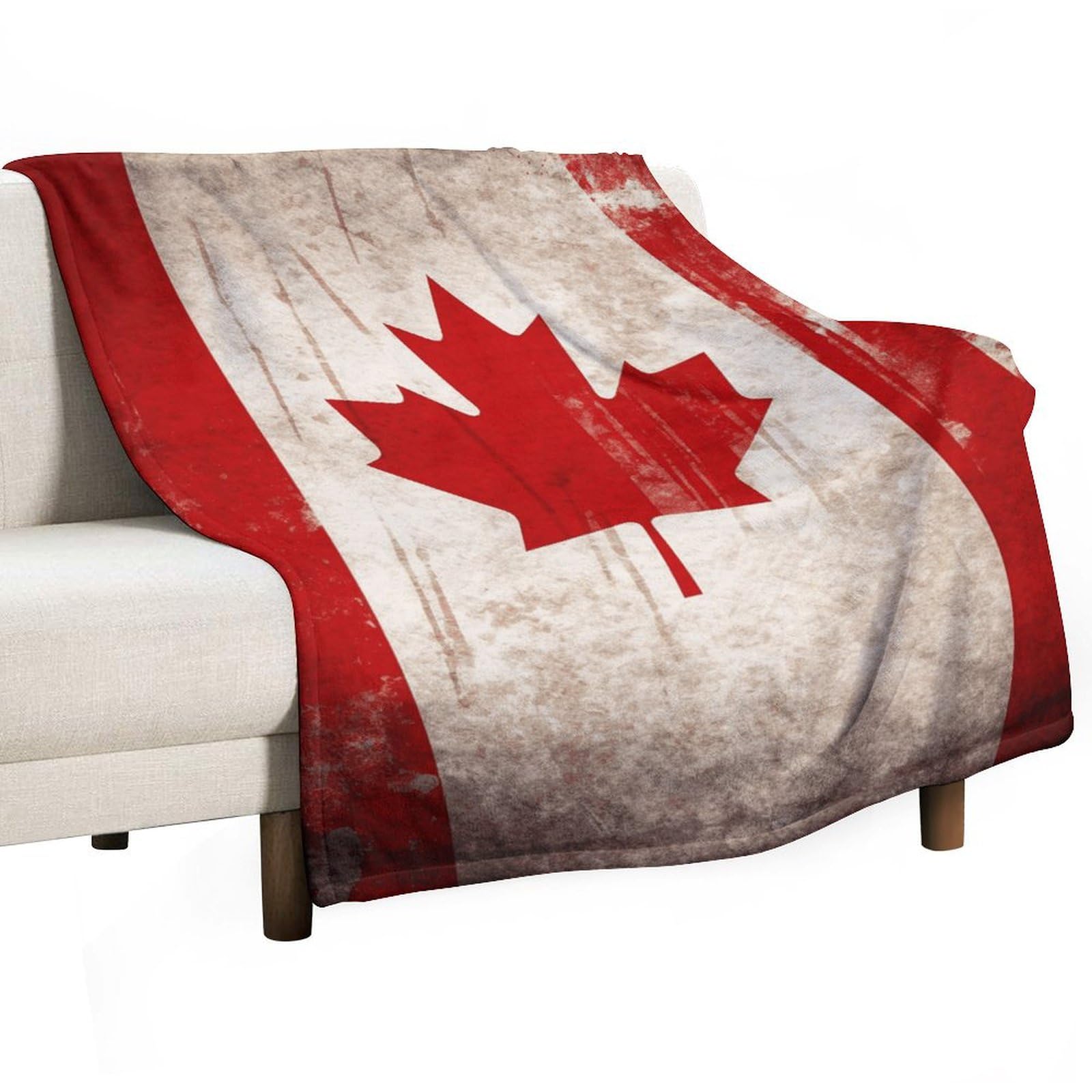 Plaid en flanelle douce imprimé Canada rétro haute densité pour lit