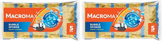 Macro Max Bubble Bulaşık Süngeri 10'li Paket, Büyük Gözenekli Ekstra Köpük Teknolojisi