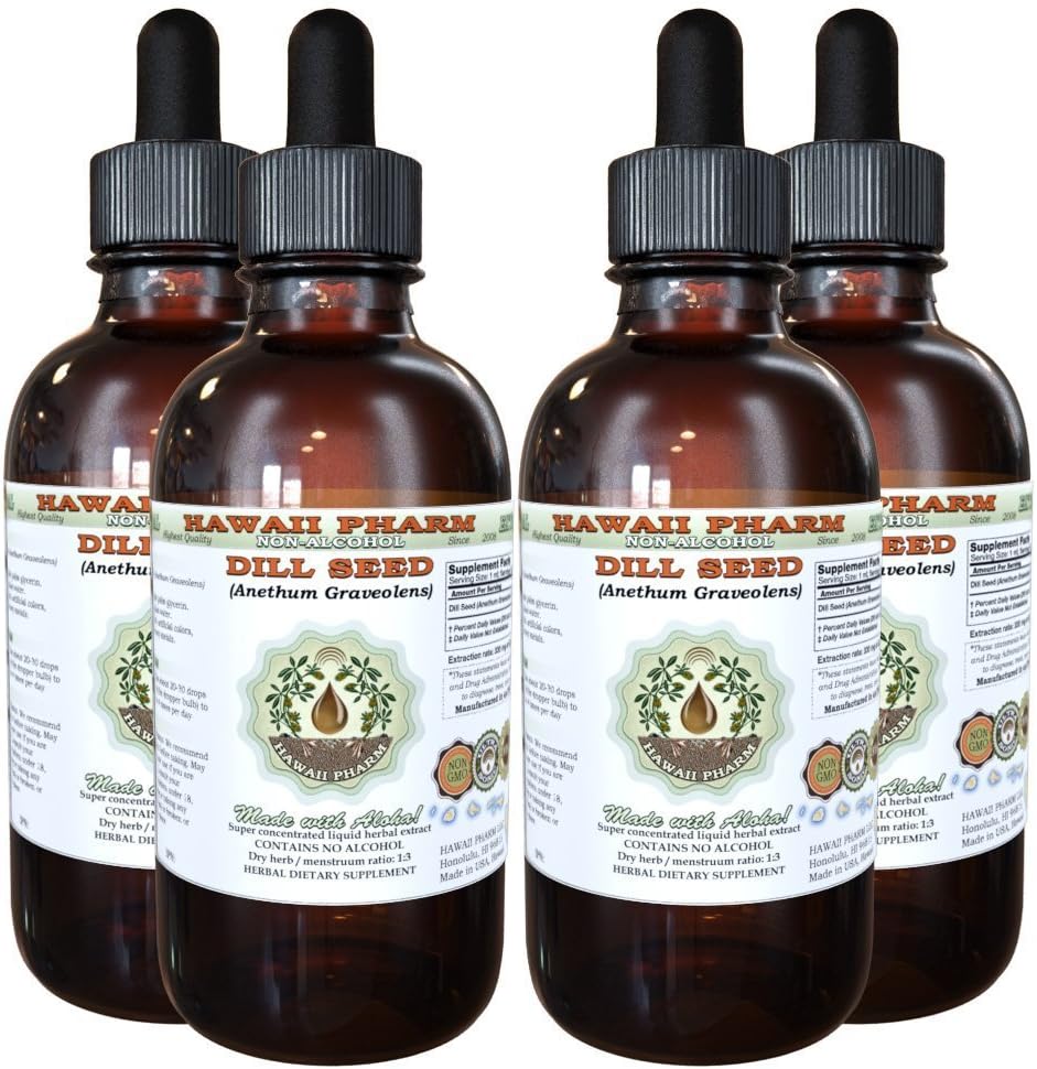Hawaii Pharm Dill Seed Alcohol-Free Liquid Extract, Dill (Anethum Graveolens) Dried Seed Glycerite 4 oz