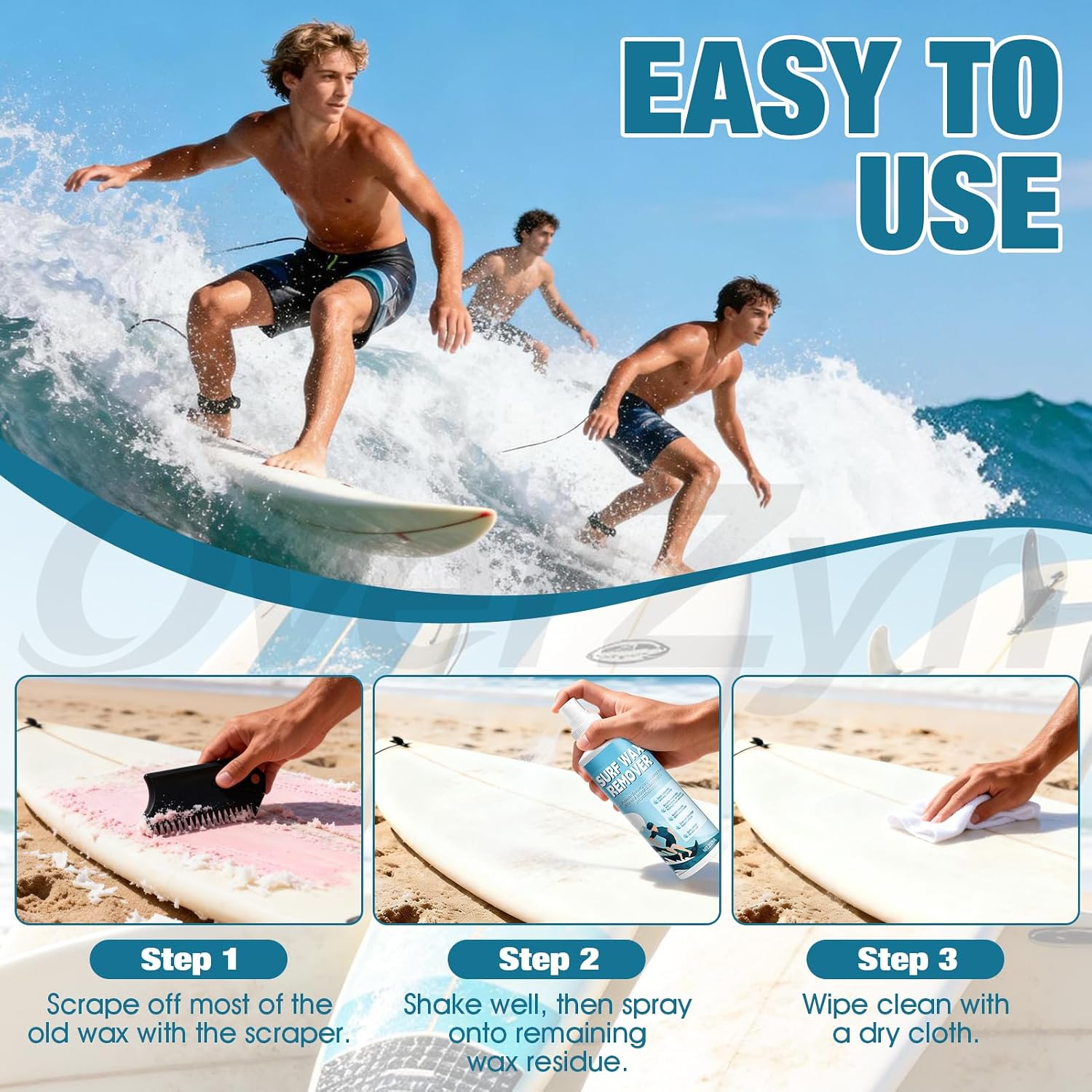 Surf Wax Remover, No damage to the Board Surface, Quick Results, 7Oz