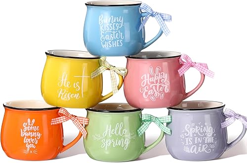 Miniatura 7 de Juego de 6 tazas de café de Navidad, tazas de cerámica de 12 onzas, regalo de chocolate caliente para mamá, mujer, familia, amiga, granja (estilo