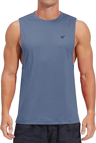EZRUN Camiseta sin mangas para hombre, para natación, playa, secado rápido, gimnasio, entrenamiento, camiseta muscular, tallas grandes y altas