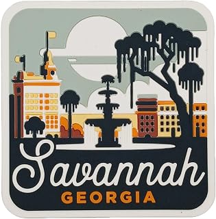 Vagabond Heart Savannah Fridge Magnet - Savannah Georgia Refrigerator Magnet - Forsyth Park Fountain PVC Souvenir Magnet - 3D Retro/Vintage Kitchen Travel Gift
