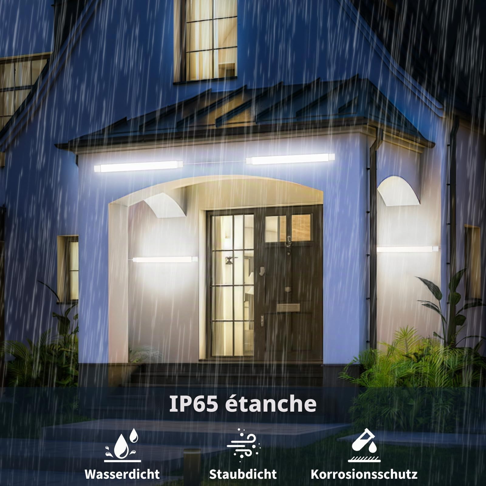 Viugreum Lot de 4 Réglette LED 120cm Connectable, IP66 Étanche 40W 4000LM Neutre Blanc 4500K, LED Lampe Fluorescente avec Chaîne Suspendue, Néon Led Garage Plafonnier pour Salle de Bain, Bureau