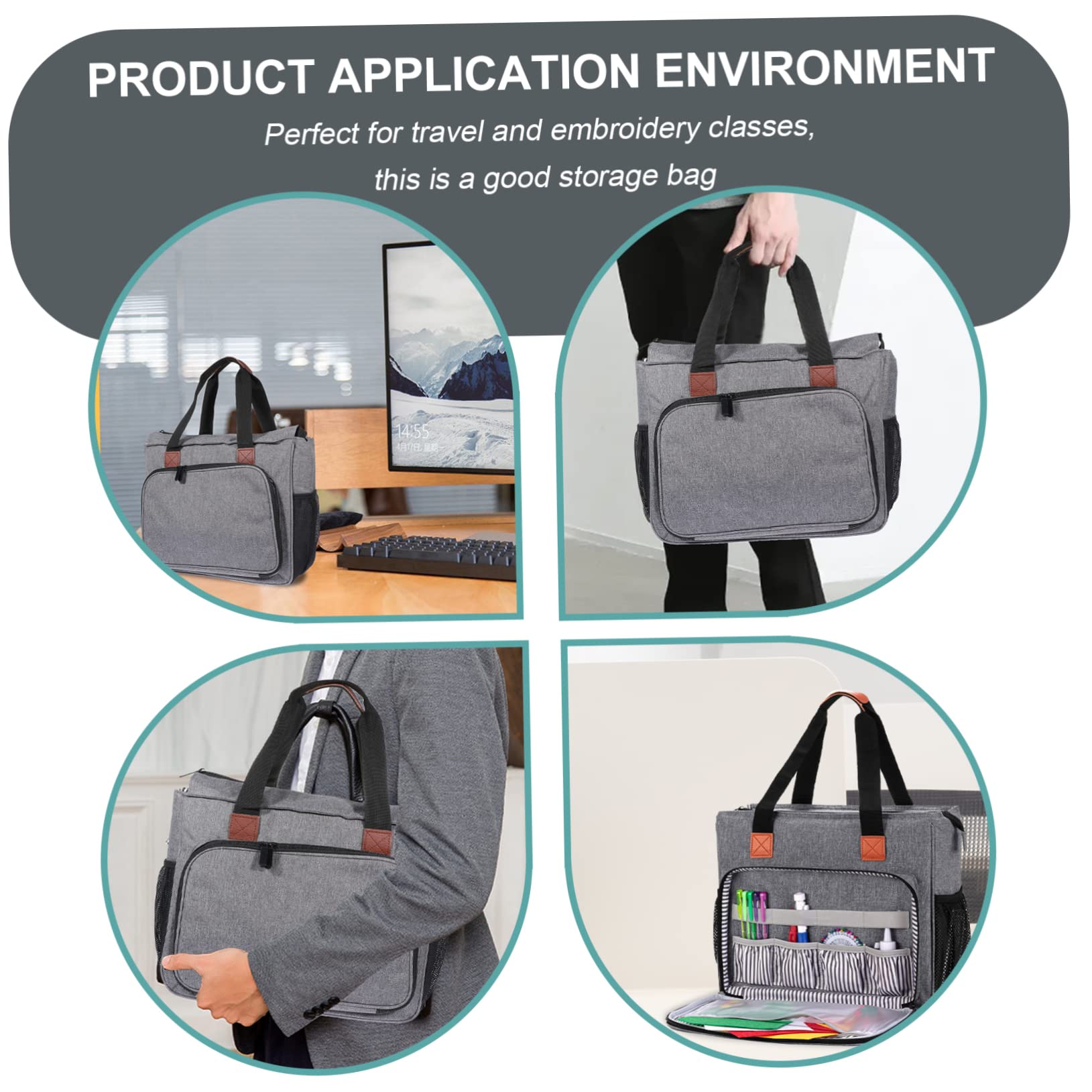 IWOWHERO Embroidery Storage Bag Holder Large Capacity Pouch for Sewing Tools Embroidery Floss Bag Zipper Pocket and Handle