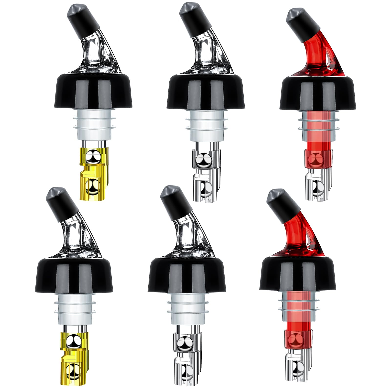 Vertedores de botellas de licor medidores para evitar goteos y servir chupitos rápido, pack de 6