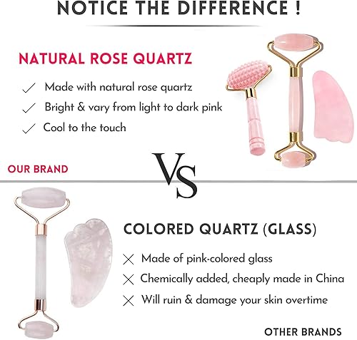 Miniatura 2 de Rodillo de Jade para cara y Gua Sha  Rodillo de cuarzo rosa para rostro  100 jade real  masajeador facial para arrugas antienvejecimiento  auténtico