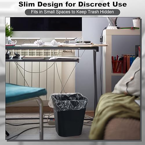 Miniatura 7 de Eccliy Paquete de 6 cubos de basura de plástico con 3 rollos de bolsas de basura, cubo de basura pequeño, contenedor de basura para baño,