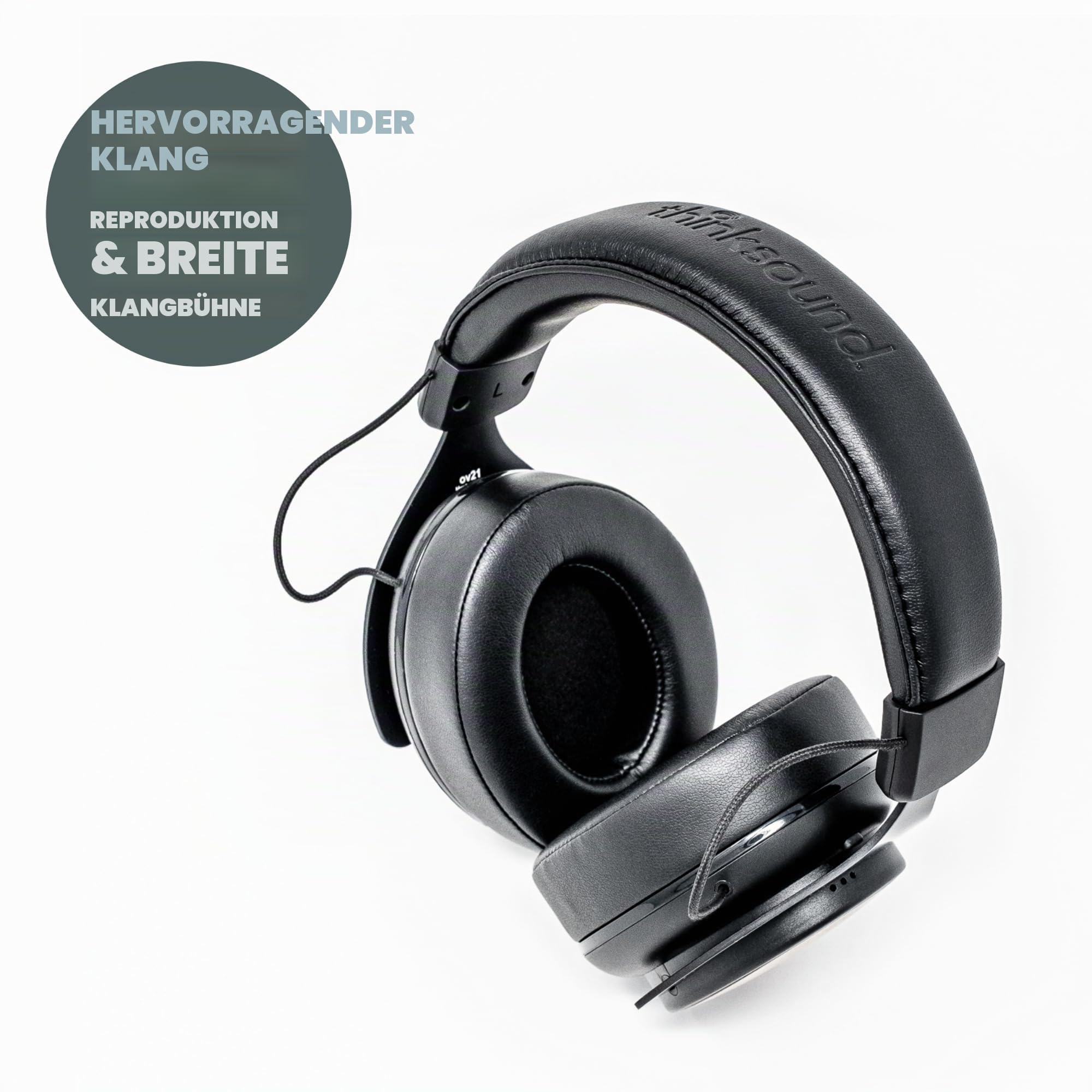 thinksound ov21 Kopfhörer mit Kabel, geschlossene Rückseite, mit Mikrofon, hergestellt aus nachhaltig geerntetem Holz, für Musikliebhaber, Audiophile, Podcast-Ersteller und Studioprofi