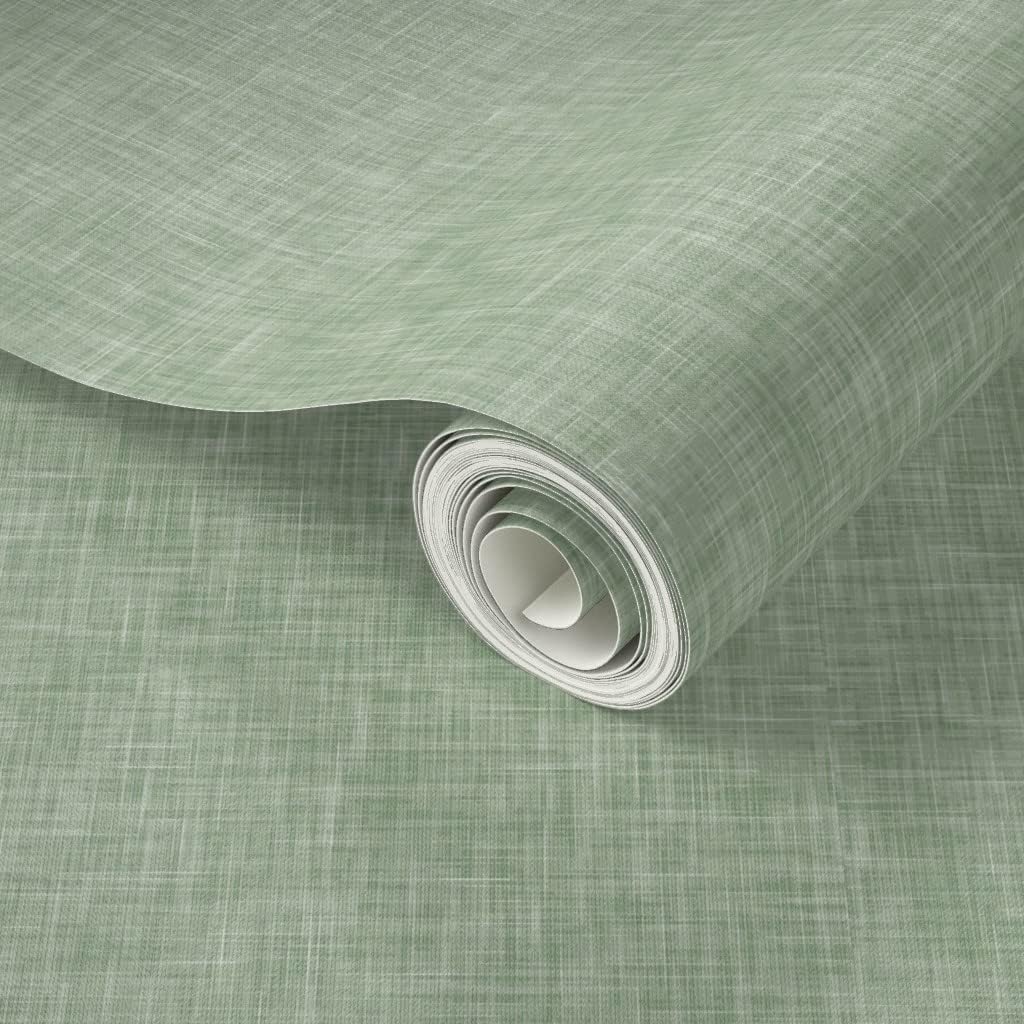 Spoonflower Peel & Stick Wallpaper 3ft x 2ft - Solid Light Sage Green Baby Boy Texture Custom Removable Wallpaper