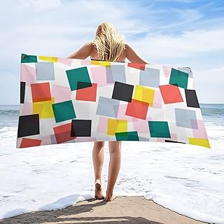 Juego de 2 toallas de playa blancas grandes, coloridas y transparentes, 100 % de pelo de doble cara, de secado rápido, absorbentes, esenciales de viaje para mujeres