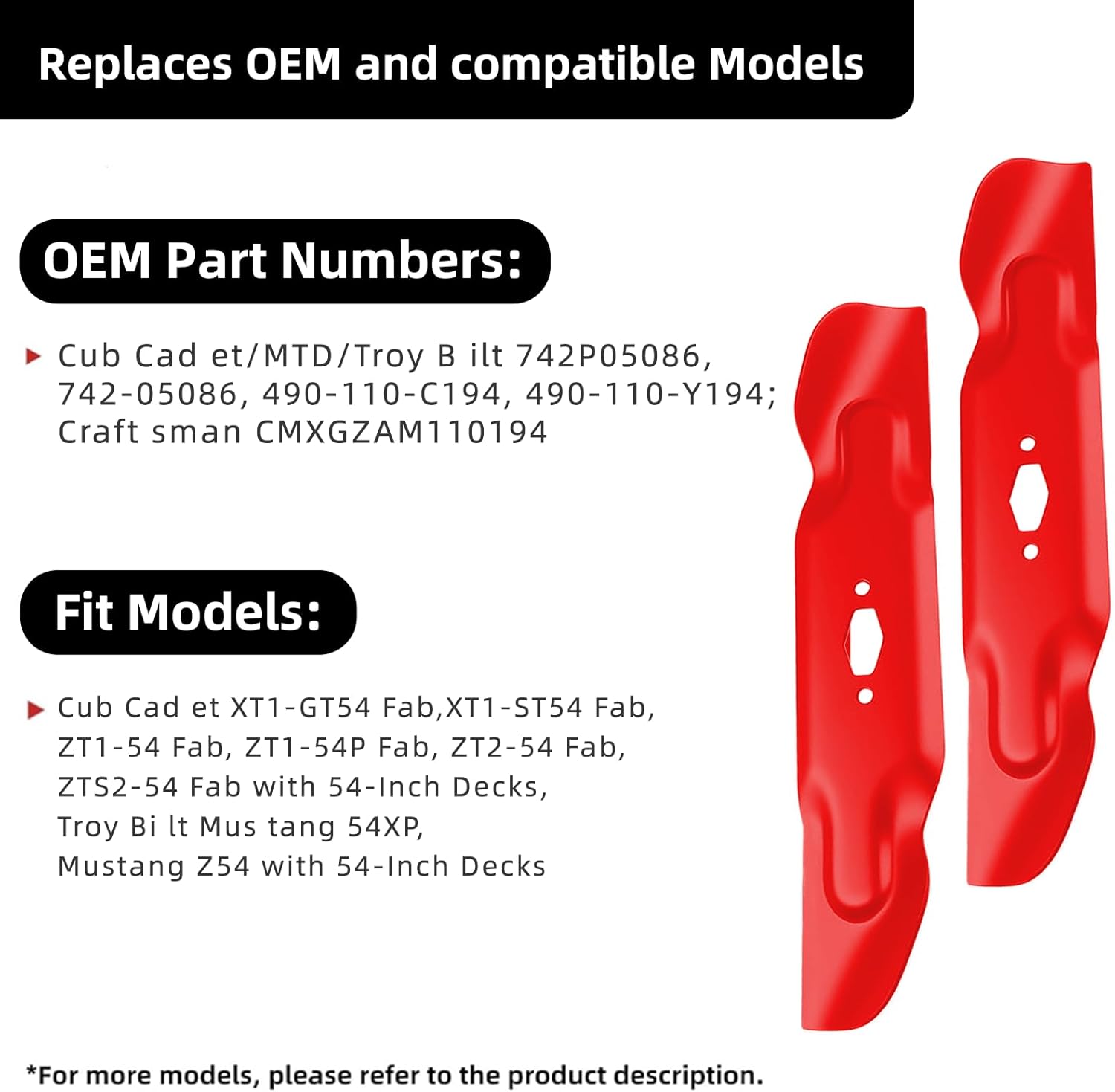 MAXPRO 3 Packs Mower Mulching Blade Compatible with Enduro XT1-LT50 Ultima ZT1-50 ZT2-50 50 Inch Deck Replaces Cub Cadet 742-05094 742P05094 (CMXGZAM110193)