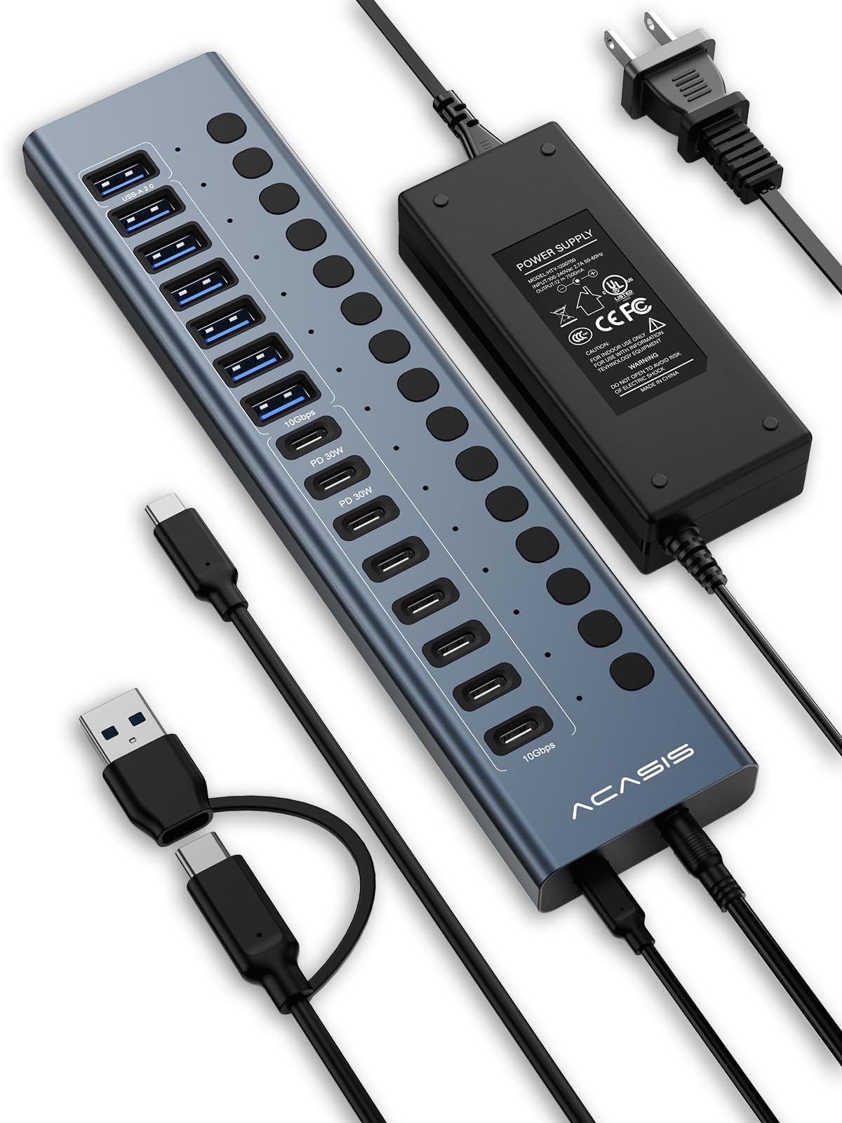 ACASIS Powered USB C Hub, 16-in-1 USB 3.2 Hub 10Gbps, 6 USB-A 3.2 + 2 USB-A 2.0+ 8 USB-C…