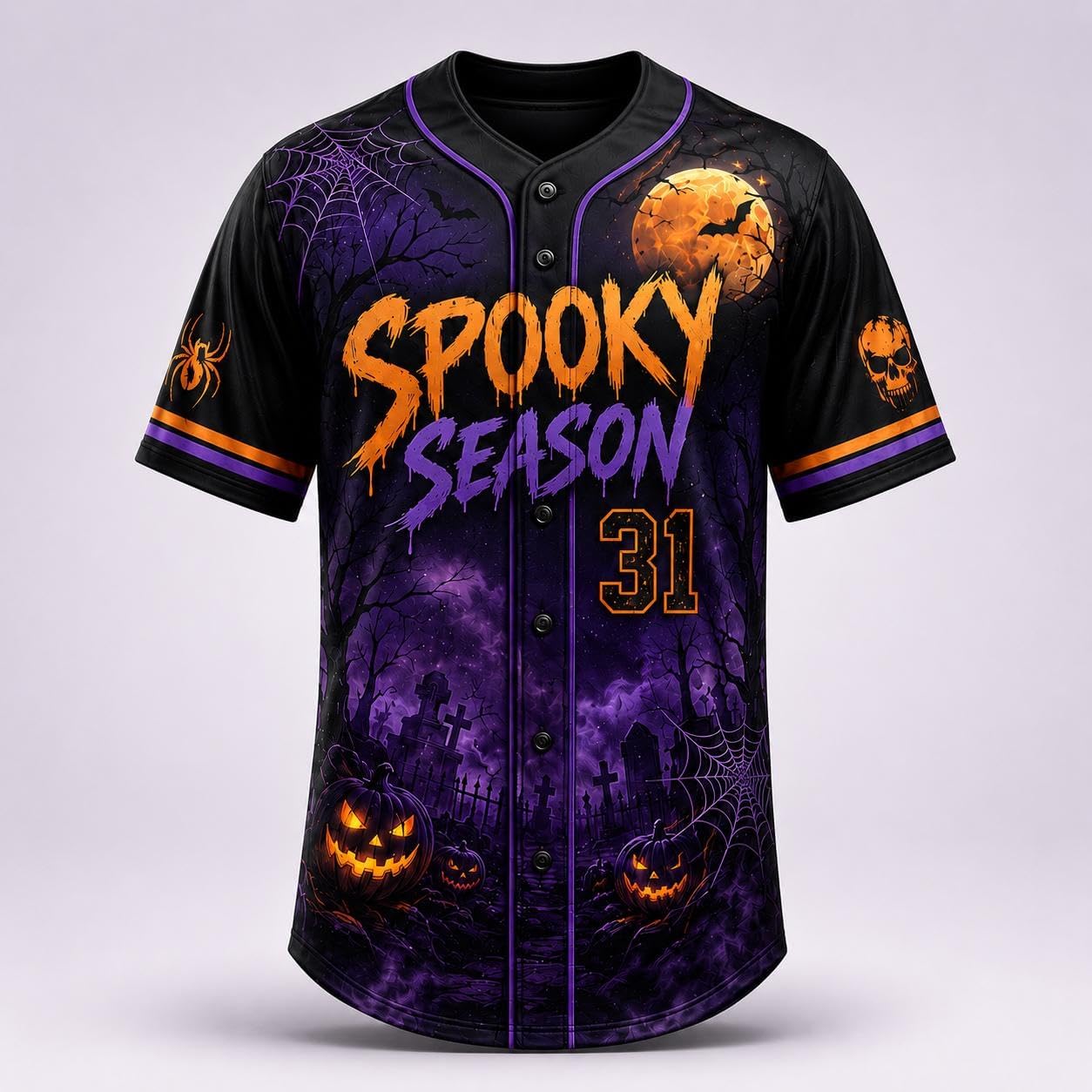 Custom Halloween Baseball Jersey for Men Women, Pumpkin Ghost Spooky Shirt