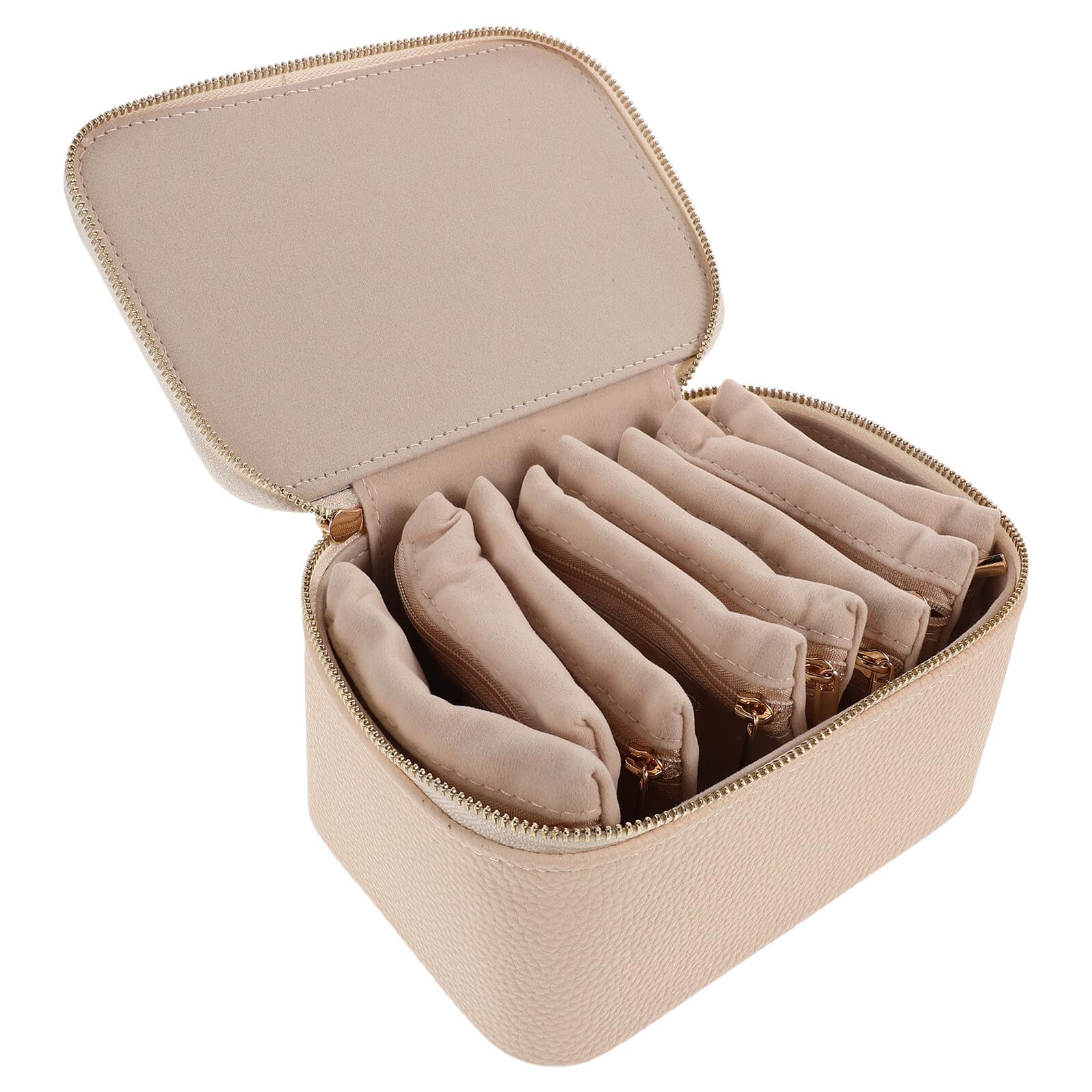 Petite Boîte à Bijoux de Voyage 8 Pièces en Pu Velours