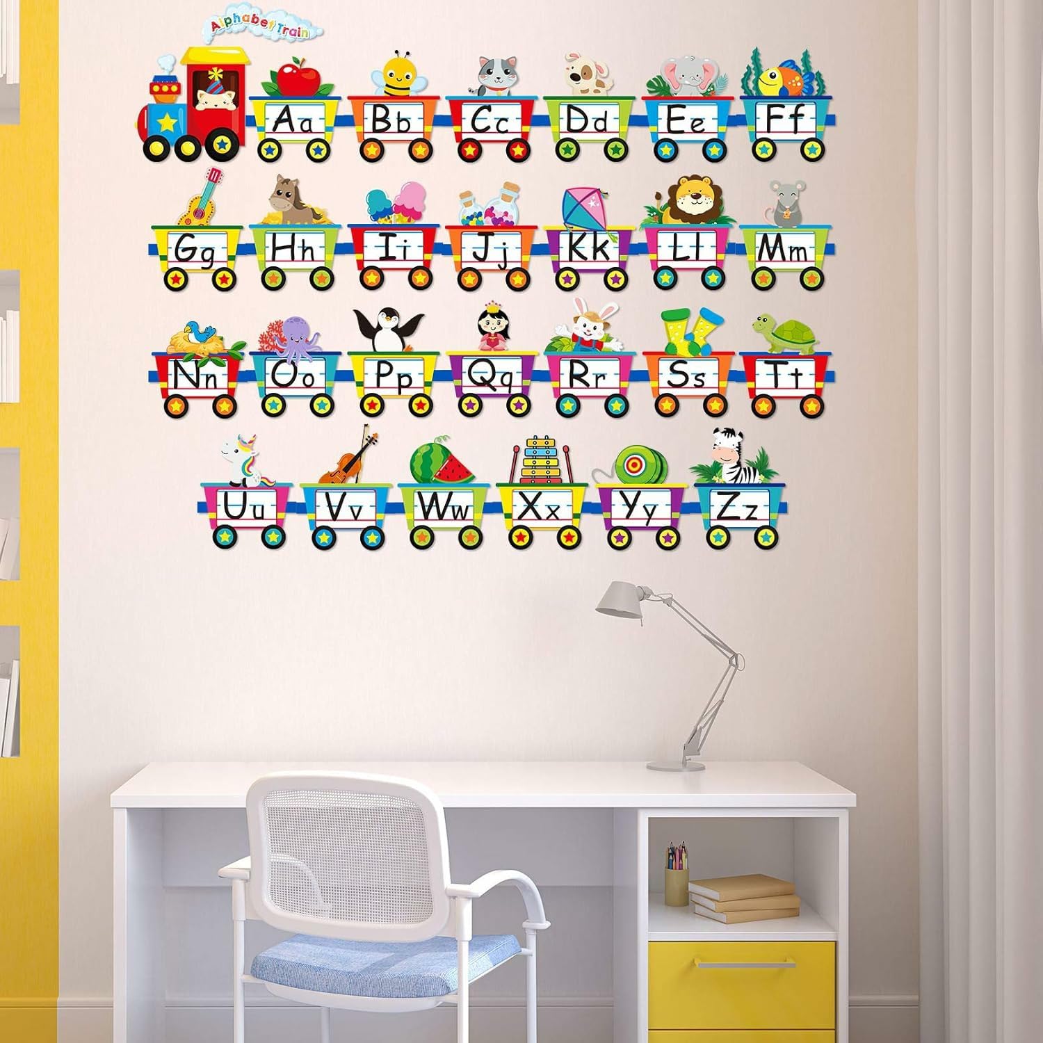 GADGETS WRAP Alphabet Train Wall Decals Peel Stick Animals Alphabet Wall Sticker-image-0