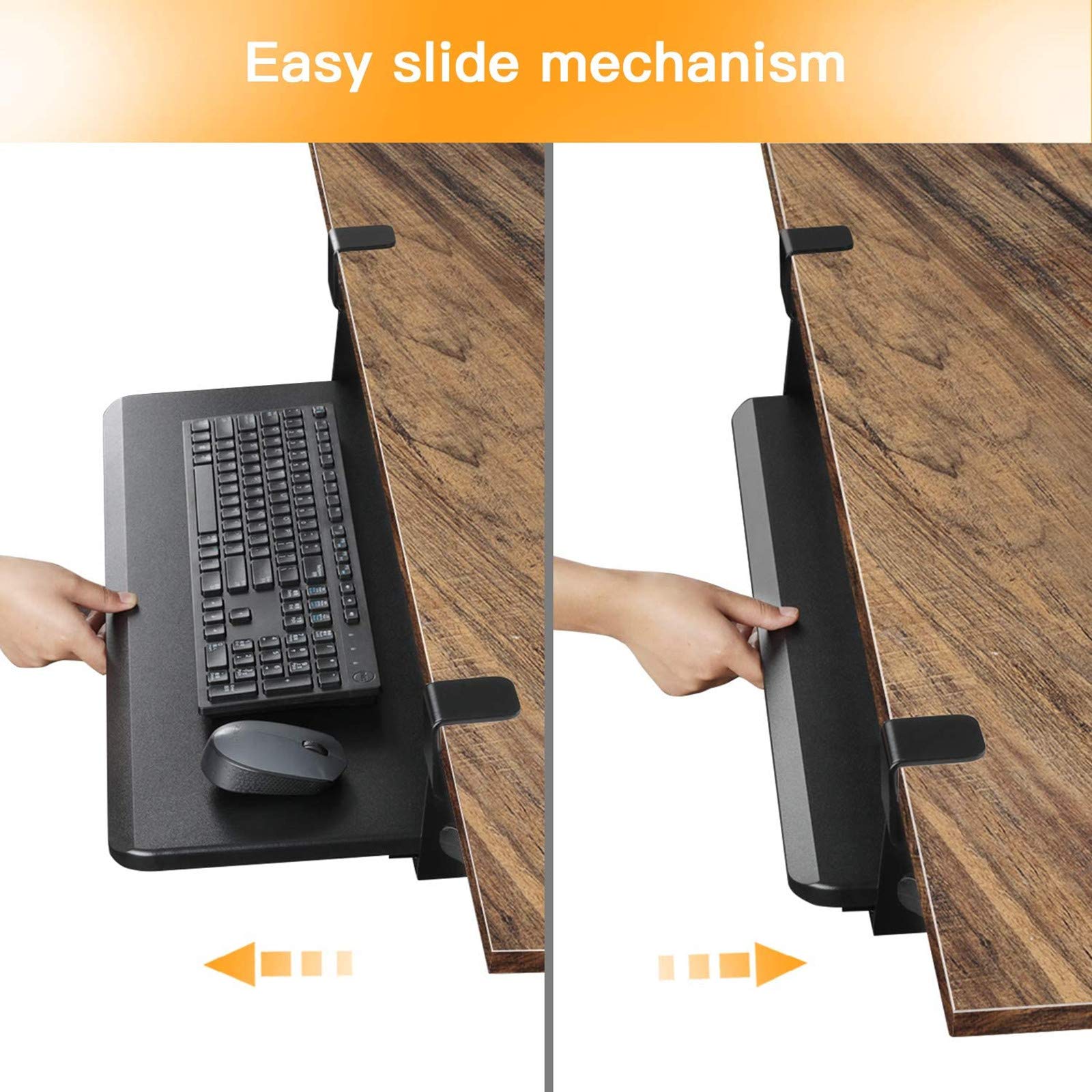 HUANUO Metal Keyboard Tray, Ergonomic Clamp Mount Under Desk Mount