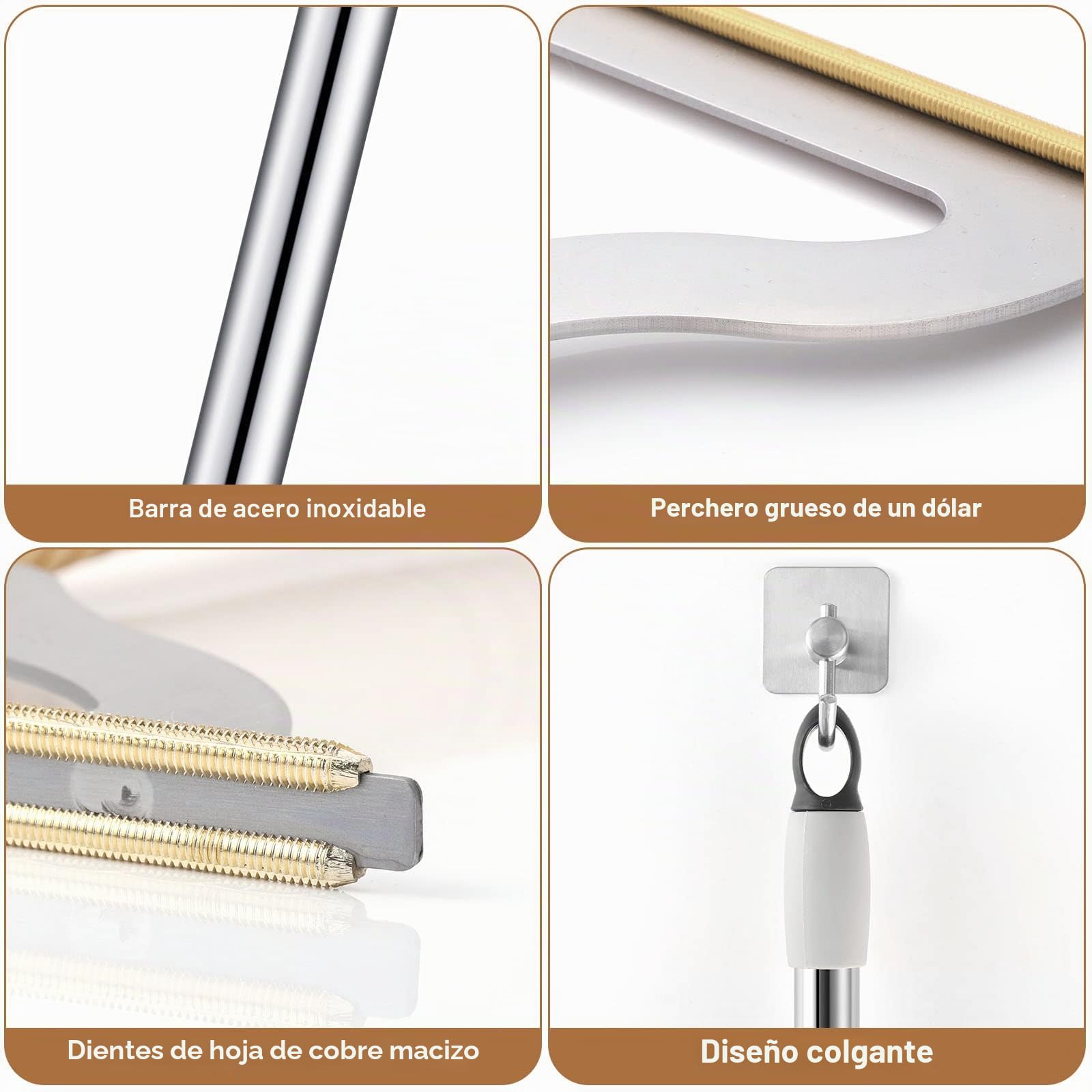 Hold a star Rastrillo Ajustable de 47 Pulgadas con Mango Largo, removedor de Pelo de Mascotas, Cepillo removedor de Pelusas de Metal Grande Reutilizable para Eliminar Pelusas incrustadas de alfombras