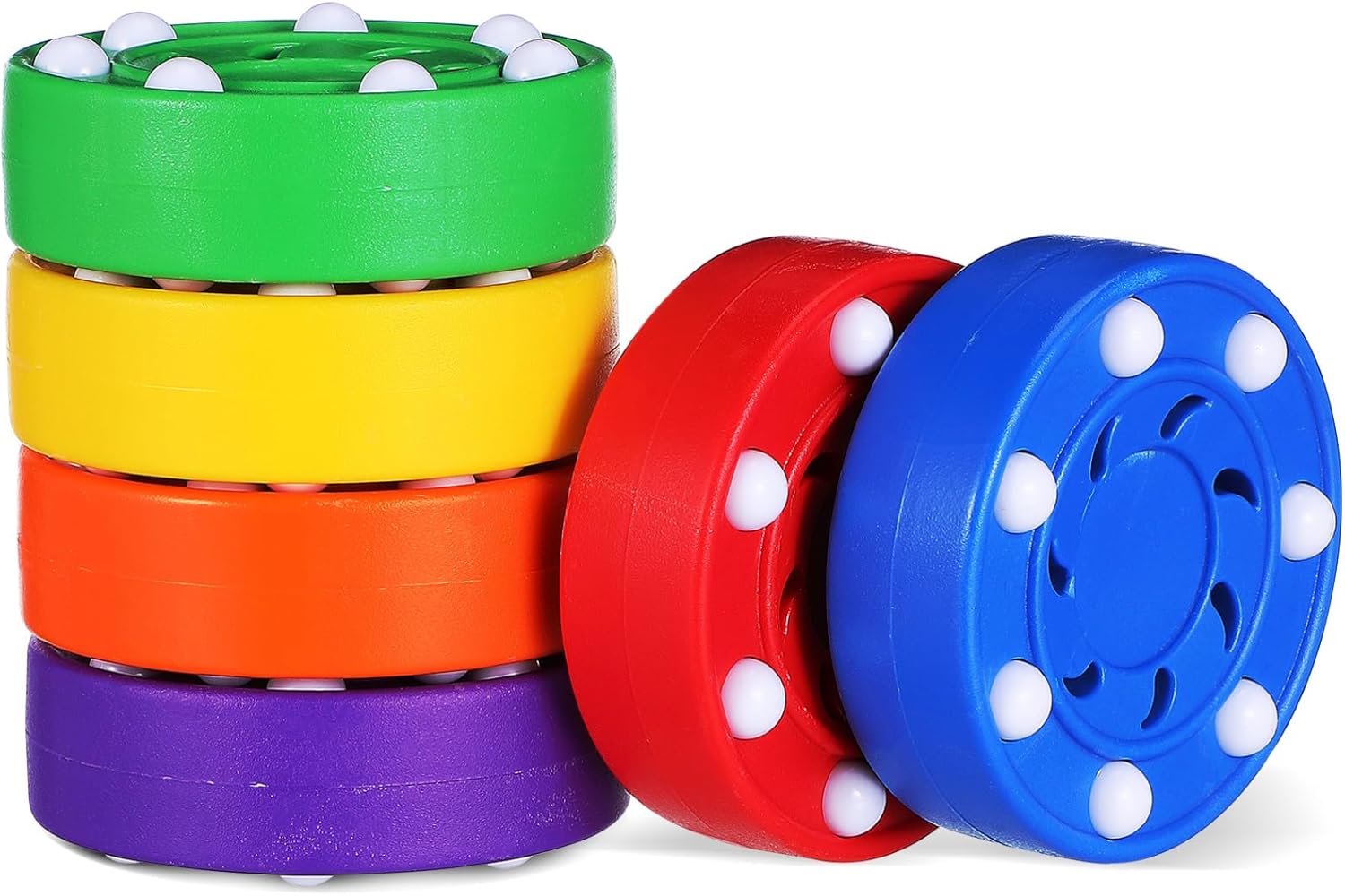 CLISPEED 6pcs Roller Hockey, Indoor and Outdoor Floor Hockey Training Balls, Multi-Colored ABS for Street and Field Practice