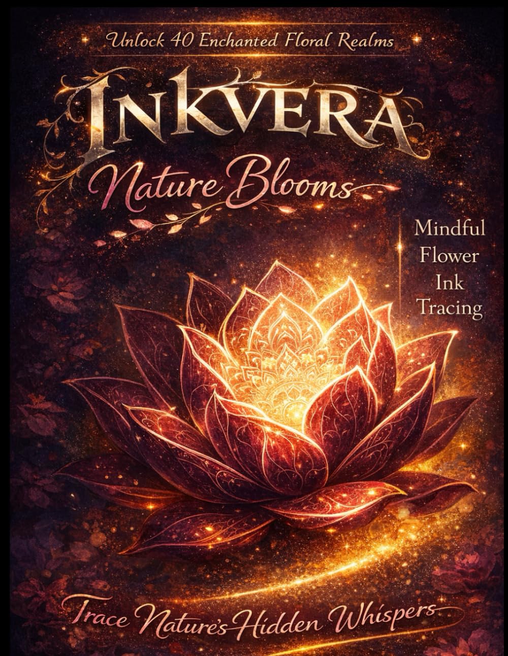 Inkvera: Nature Blooms: Mindful Flower Ink Tracing Book | 40 Philosophical Reverse Coloring Pages for Adults & Kids | Relaxing White Outline Tracing ... | reverse coloring book for adults and kids