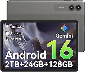 Tablet Android 16, tablet de 11 polegadas com 24 GB de RAM, 128 GB de ROM, processador Octa-Core T7250, tela de 90 Hz, bateria de 8000 mAh com carregamento rápido e carga reversa OTG, tablets Gemini