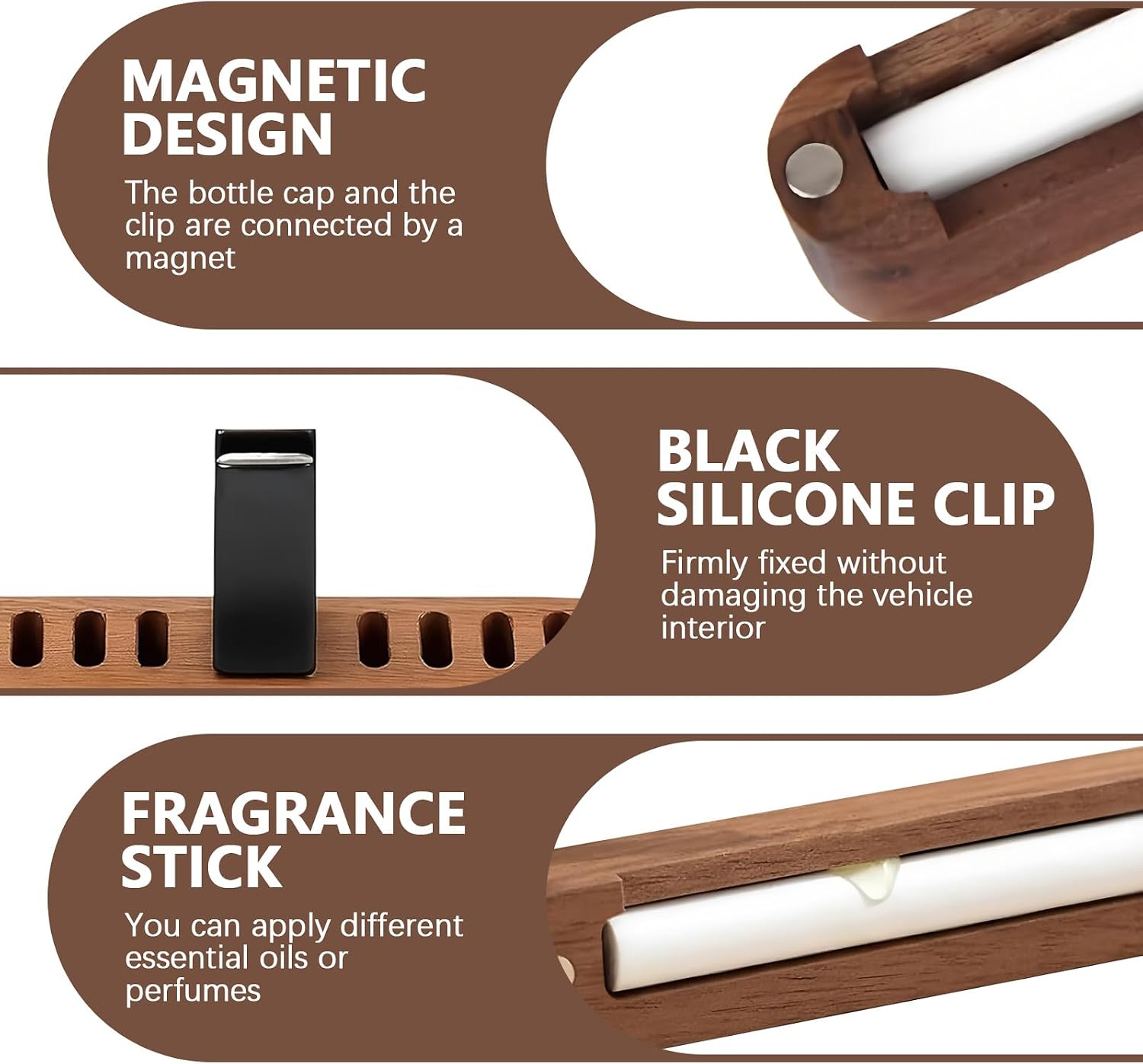 2 Pieces Wooden Car Air Freshener Diffuser with 20 Refills for Car Interior Accessories, Enhances Driving Pleasure, Suitable for All Car Models image 3