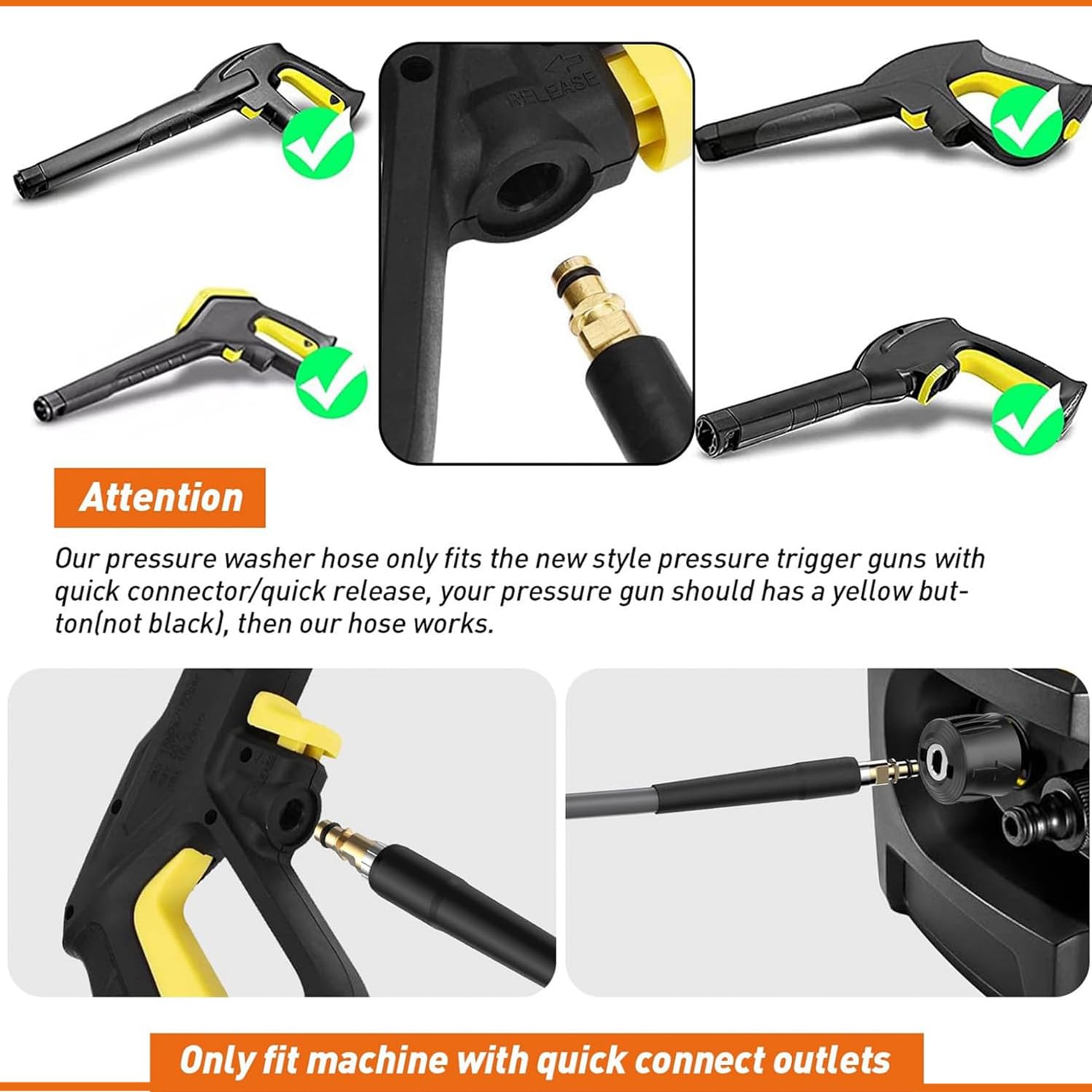 10m Caoutchouc Tuyau nettoyeur haute pression pour Kärcher K2 K3 K4 K5 K6 K7, 3600PSI Super Flexible Tuyau d'Extension avec Connecteur Rapide Click Plug pour Kärcher Pression Accessoires