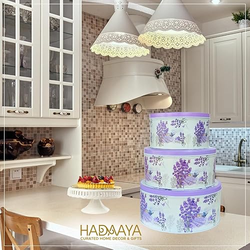 Miniatura 9 de Juego de 3 latas redondas decorativas con tapa para almacenar productos horneados, chocolates, cocinas, pasteles, recuerdos de fiesta de Pascua y más