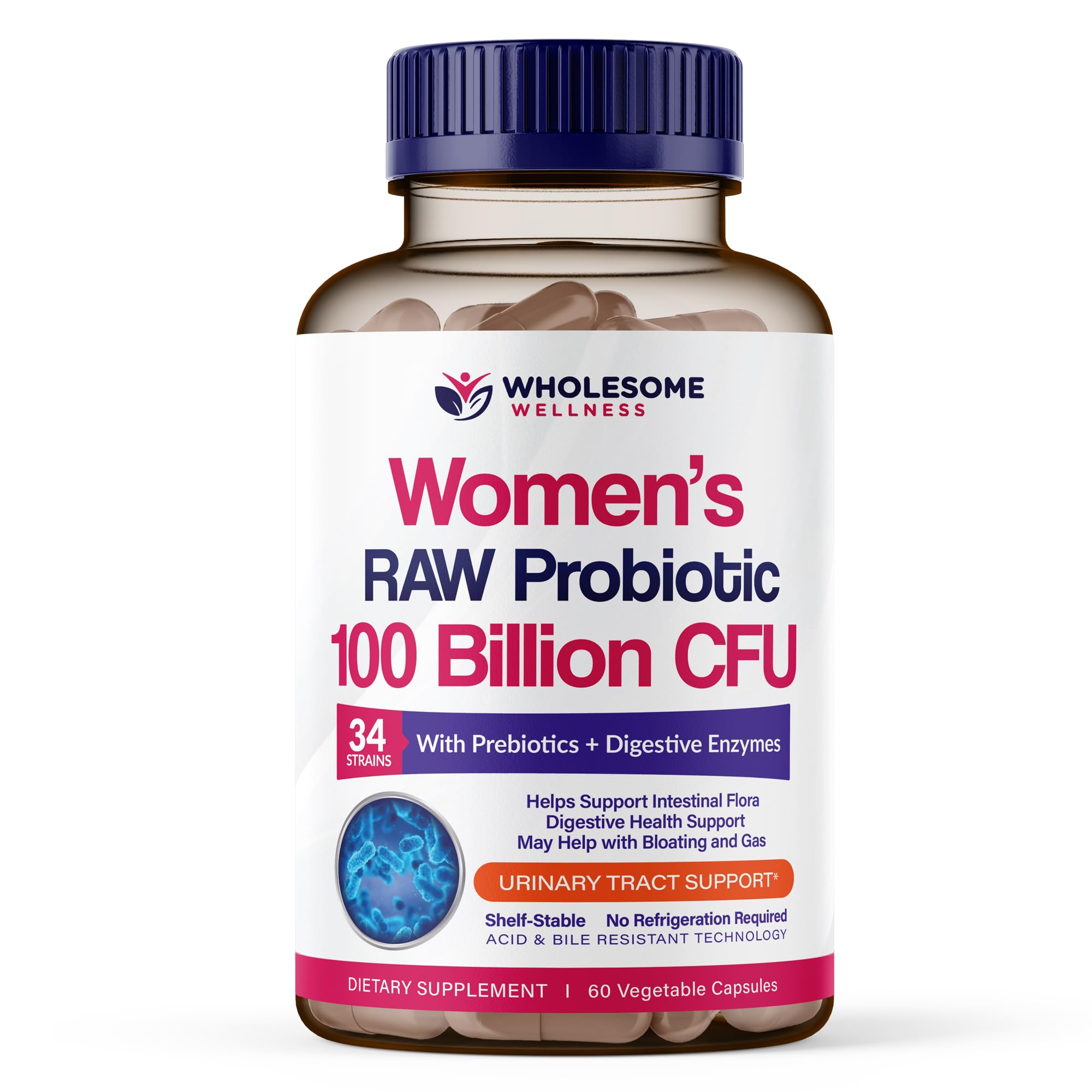 Dr. Formulated Raw Probiotics for Women 100 Billion CFUs Capsules with Prebiotics, Digestive Enzymes, Approved for Adults, Shelf Stable Supplement