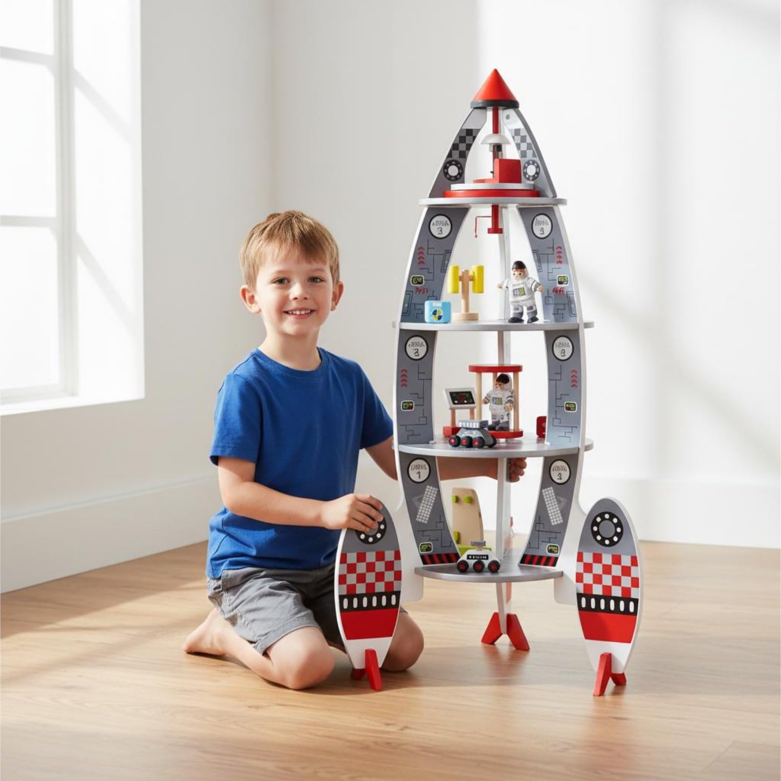 Modell Holz Raumfahrzeug Baukasten Spielzeug Bausatz Konstruktionsspielzeug mit Langlebiger Struktur Und Feinmotorikfördernder Funktion für Kinderzimmer Rollenspiel Lernen