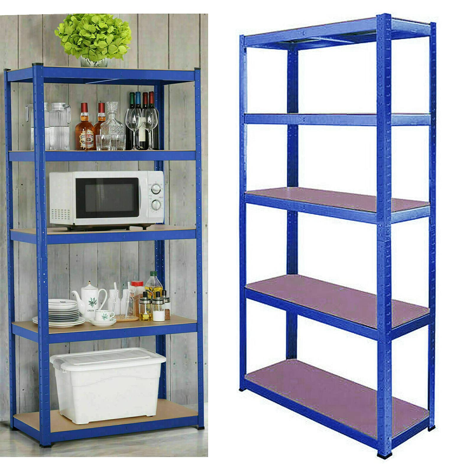 Scaffalatura per officina, Mensole 200 x 100 x 50 cm, regolabile con 5 ripiani regolabili, portata fino a 875 kg, per garage, officina, dispensa, colore blu