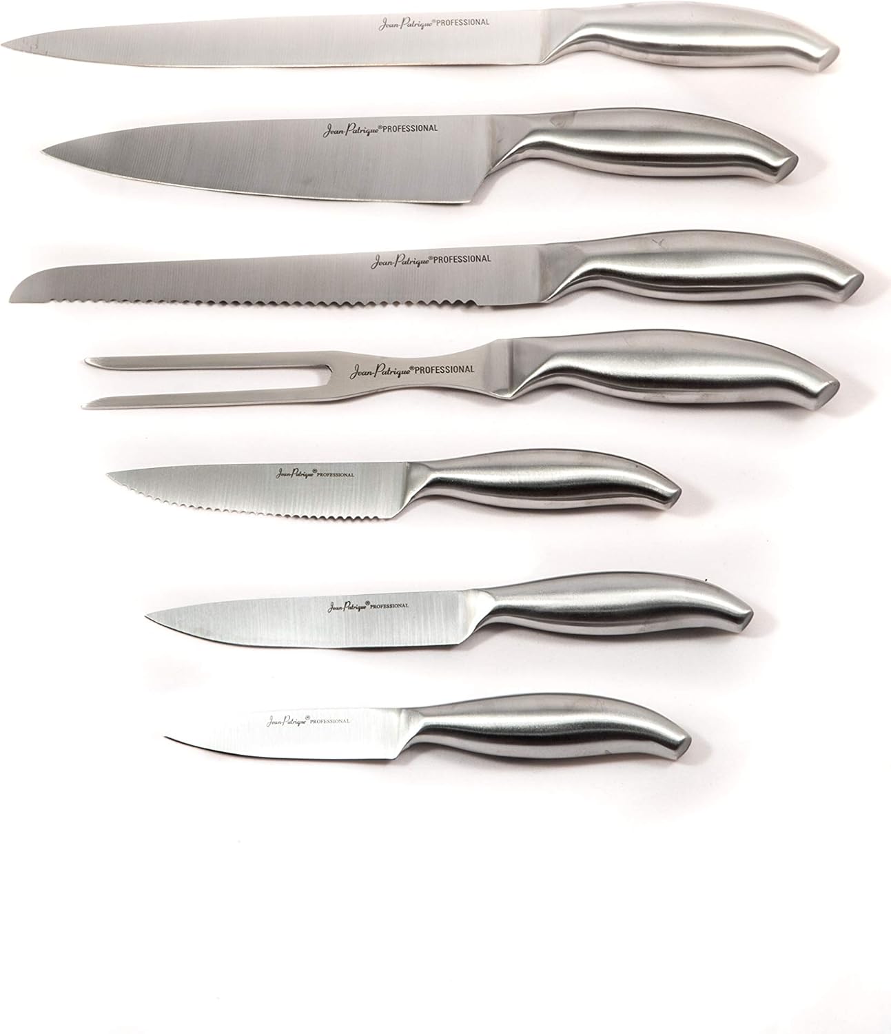 Jean-Patrique Chopaholic Kitchen Knife Set with Block - All Purpose Collection & Wooden Stand - Utility, Paring, Serrated, Bread, Slicing Knives - Sharp & Dishwasher Safe