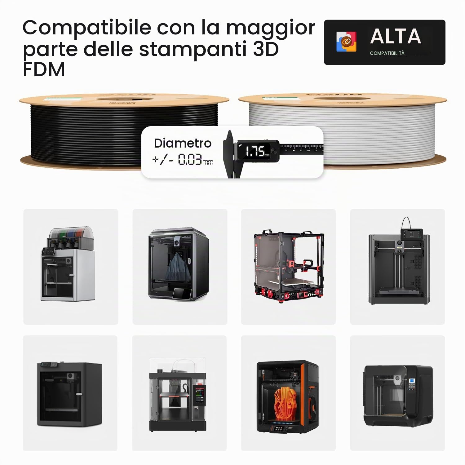 eSUN PLA+ Filamento 1,75 mm, PLA+HS Filamento 2kg Argento | Migliore tenacità e precisione +/- 0,03 mm. Più resistente del PLA standard. Ottima adesione per stampante 3D.