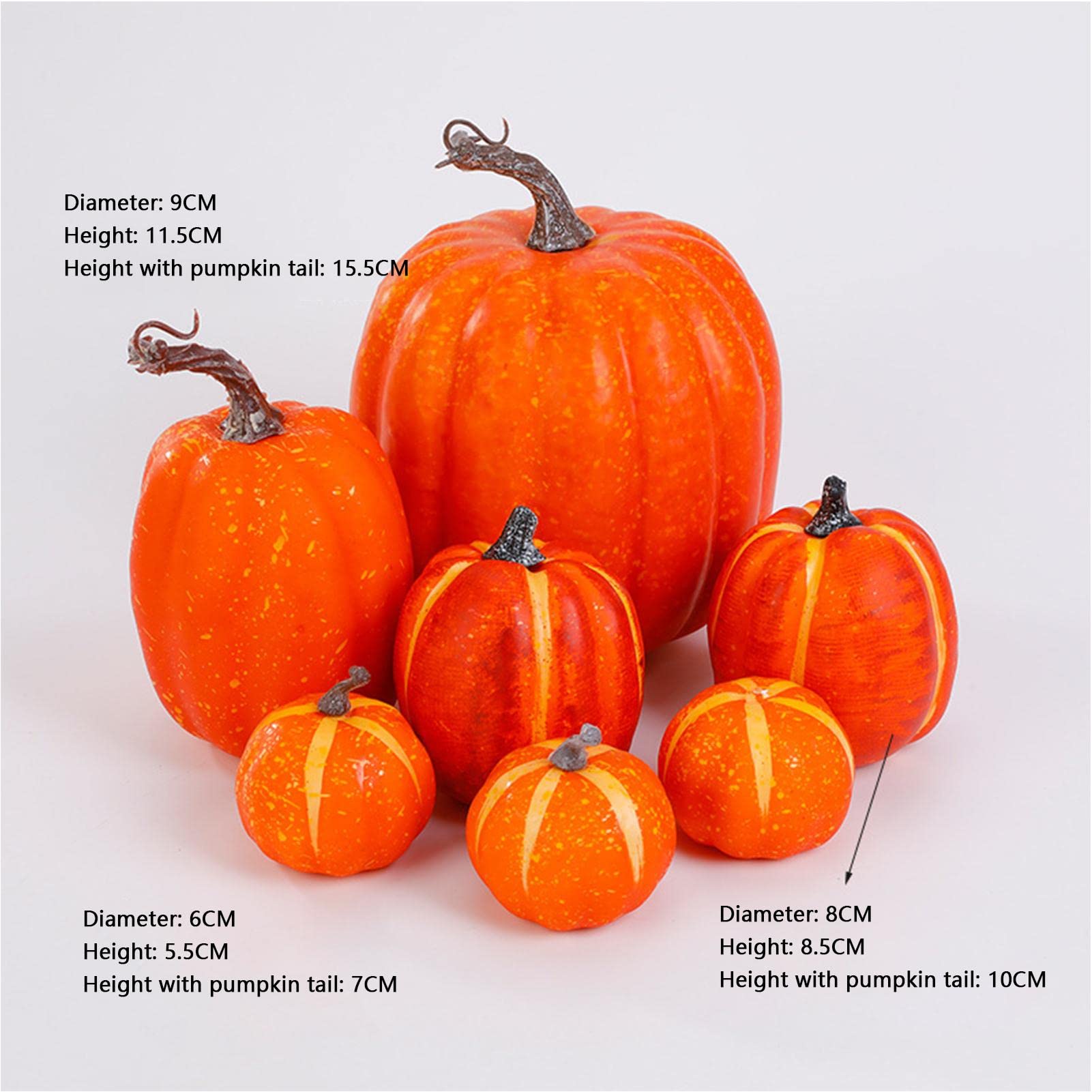 7 Citrouilles Décoratives En Mousse - Tailles Variées - Pour Halloween, Automne, Décoration Maison Et Jardin