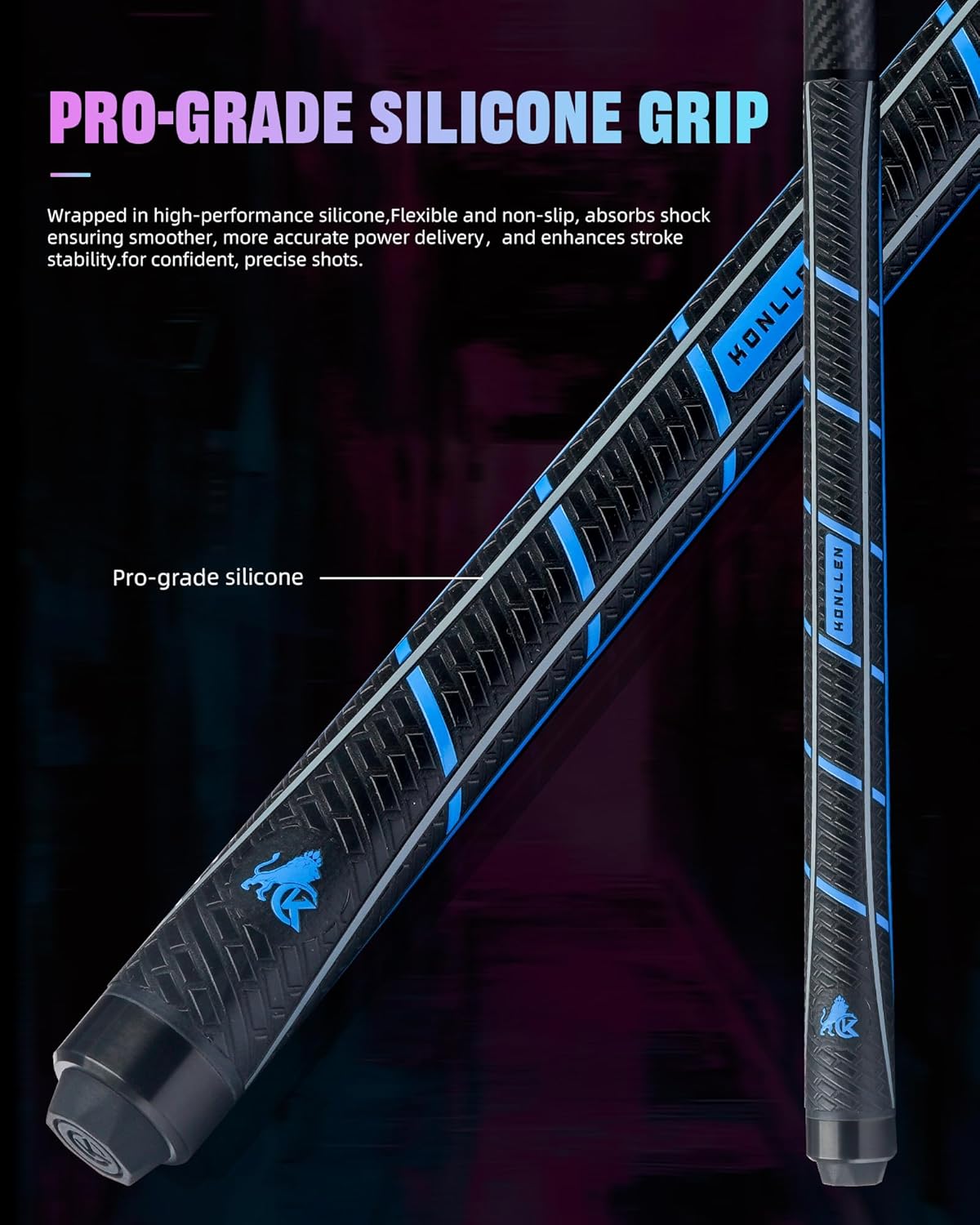 KONLLEN Carbon Fiber Break Cue 58” Low Deflection 2-Piece Heavy Hitter Break Pool Cue with 12.9mm Tip Breaking Cue Professional Billiards Pool Stick