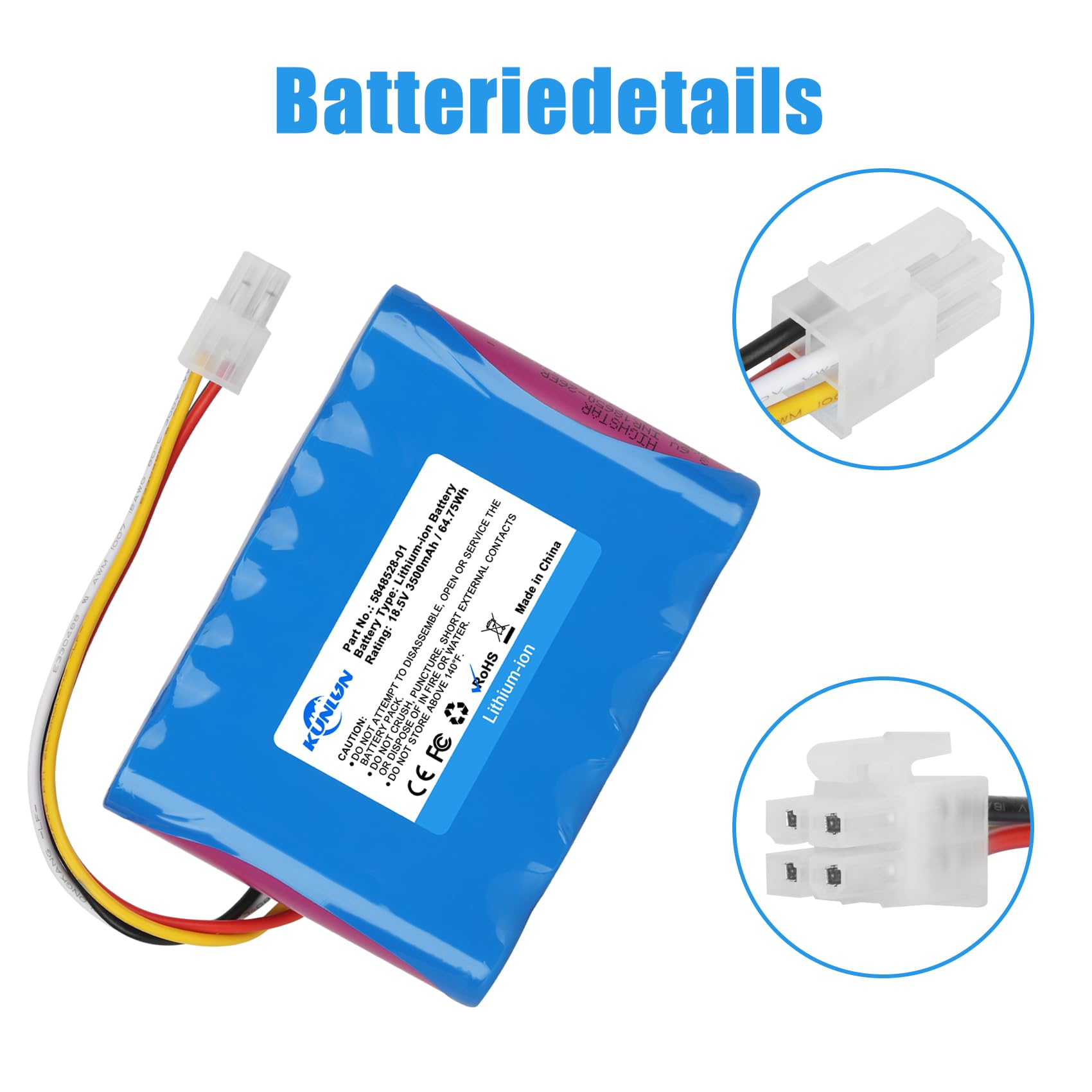 KUNLUN 18.5V 3500mAh Batería Li-Ion para Husqvarna Automower 310,315,315X,584 85 28-02, para Gardena Sileno R100Li,R130Li,R160Li, 5848228-01,5848228-02,5848528-01,5895862-01