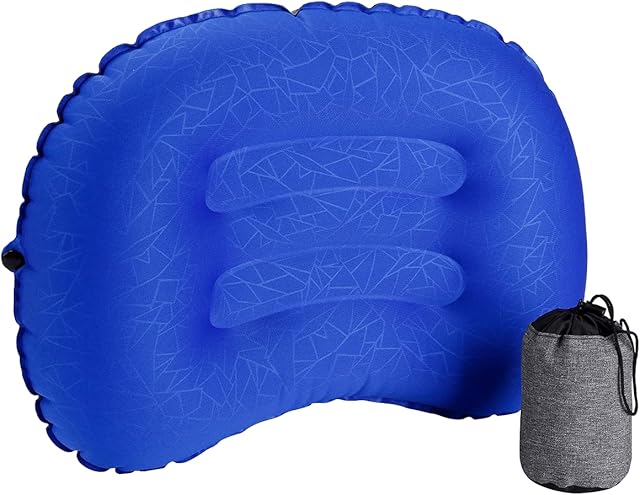 Amazon Brand - Eono Ultralight Inflatable Pillow Inflatable Cushions Portable Air Pillow for Camping, Travel, Car and Office (Deep Blue)