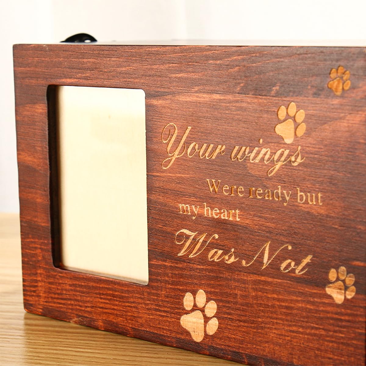 Legno Naturale Urna per Ceneri per Animali Domestici Scatola Commemorativa con Cornice Foto