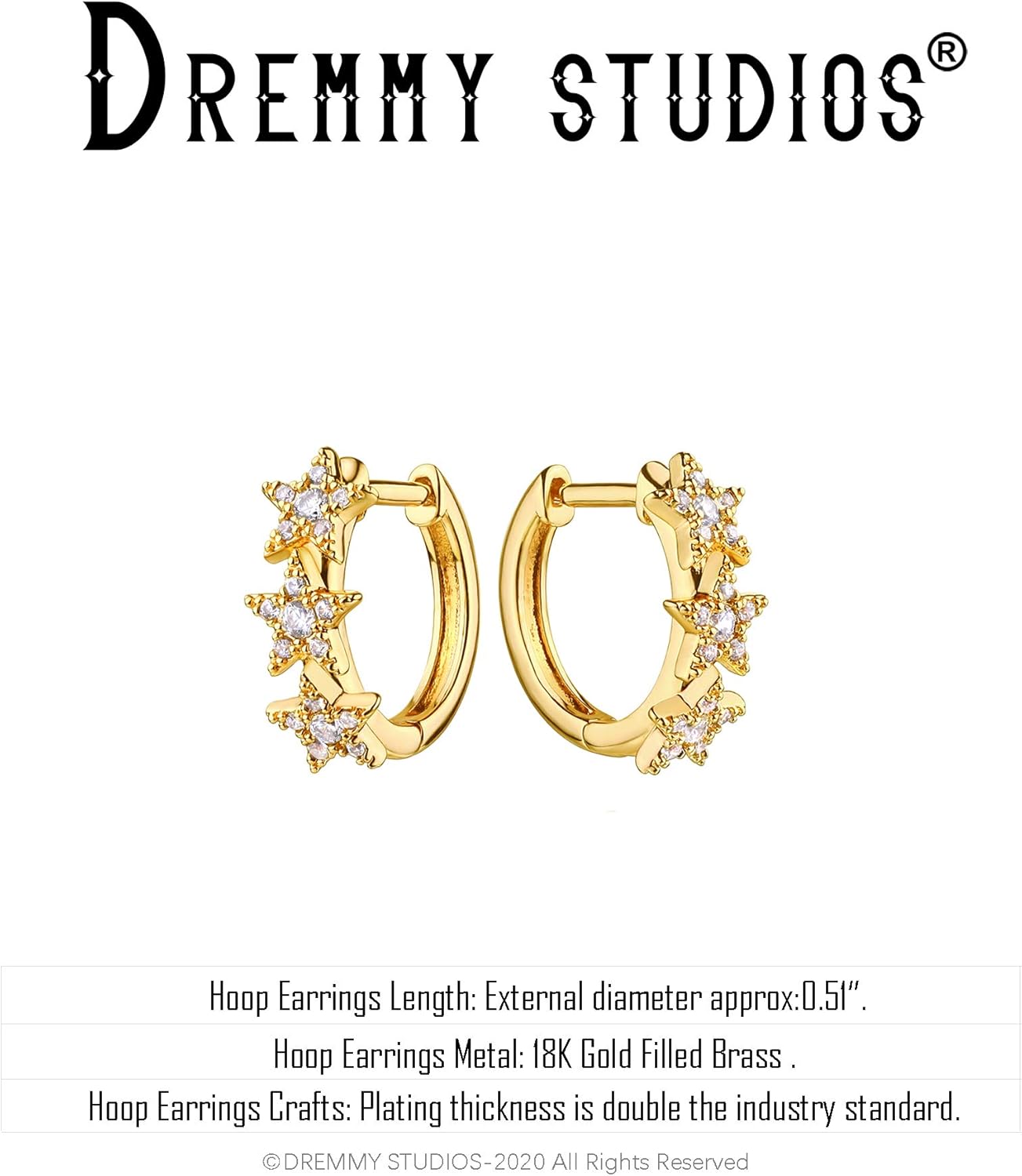 Dremmy Studios Dainty Gold Star CZ Huggie Hoop Earrings 14K Gold Plated Charm Cubic Zirconia Huggies Earrings Minimalist Personalized Jewelry - Image 5